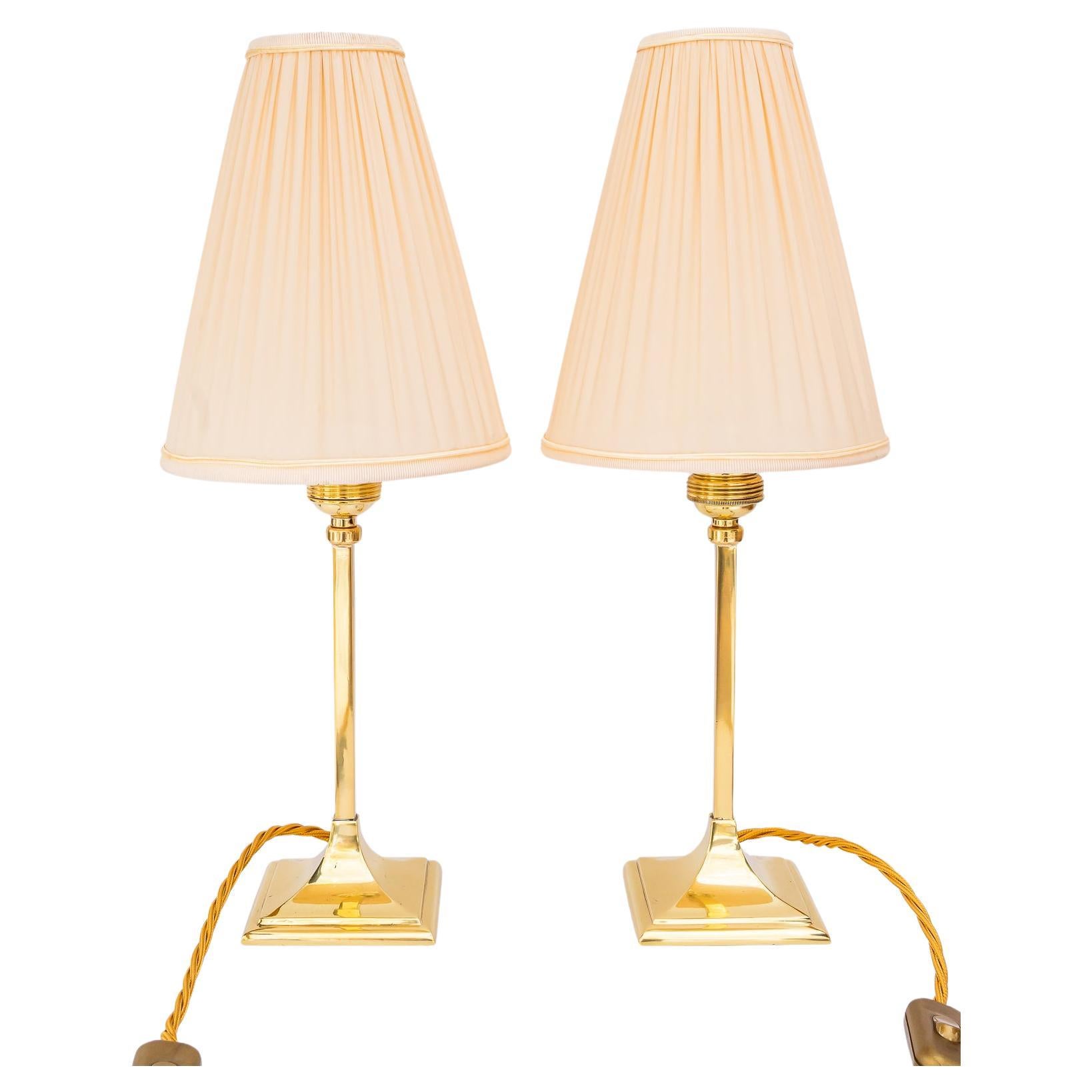 2 lampade da tavolo art deco con paralumi in tessuto vienna anni '20 circa