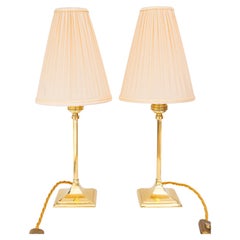 2 lampade da tavolo art deco con paralumi in tessuto vienna anni '20 circa