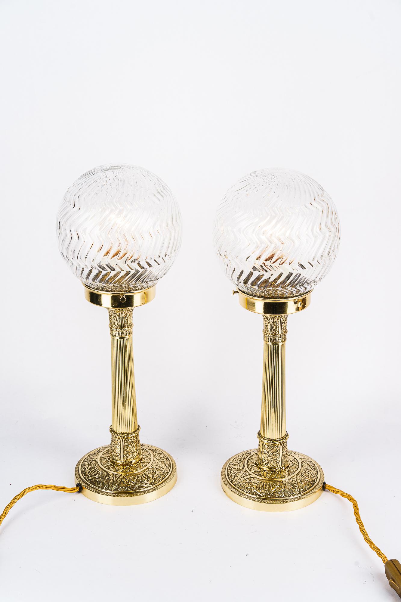 2 Art Deco Table lamps with glass shades vienna around 1920s In Good Condition For Sale In Wien, AT