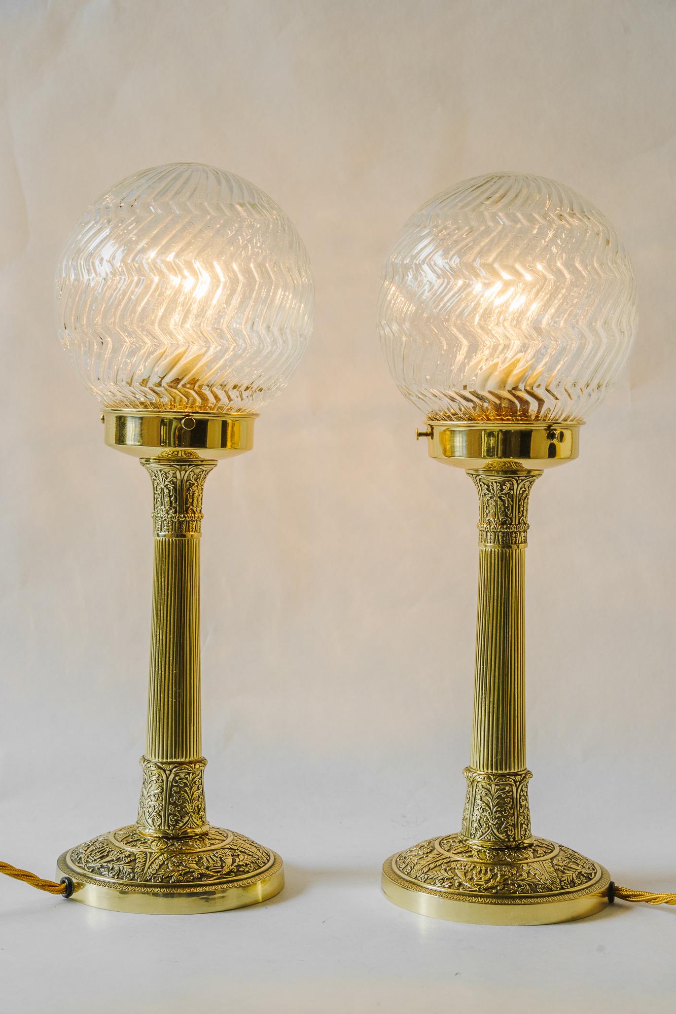 2 Art Deco Table lamps with glass shades vienna around 1920s For Sale 1