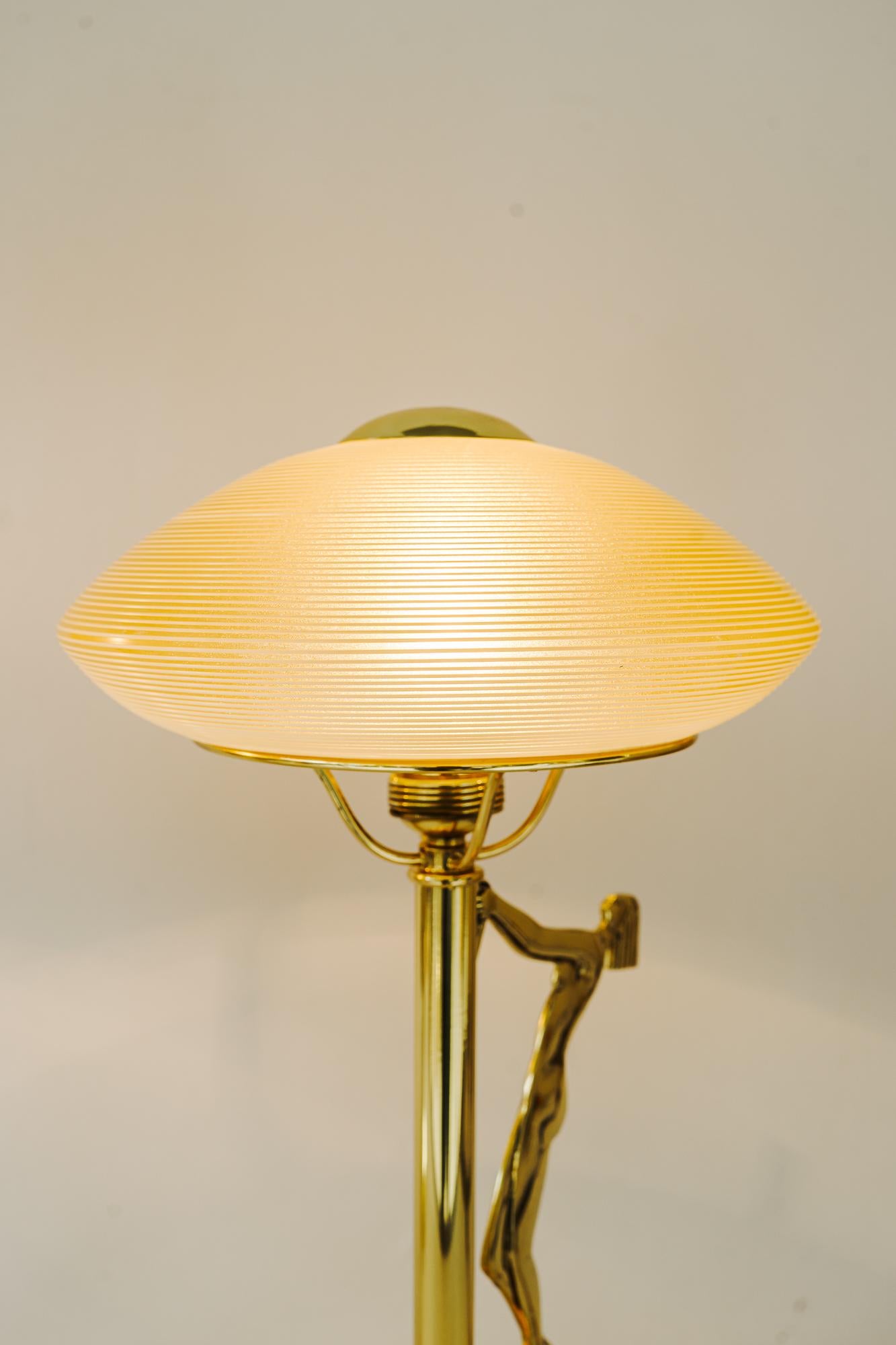 2 Art Deco Table Lamps with Original Glass Shades, circa 1920s, France For Sale 1