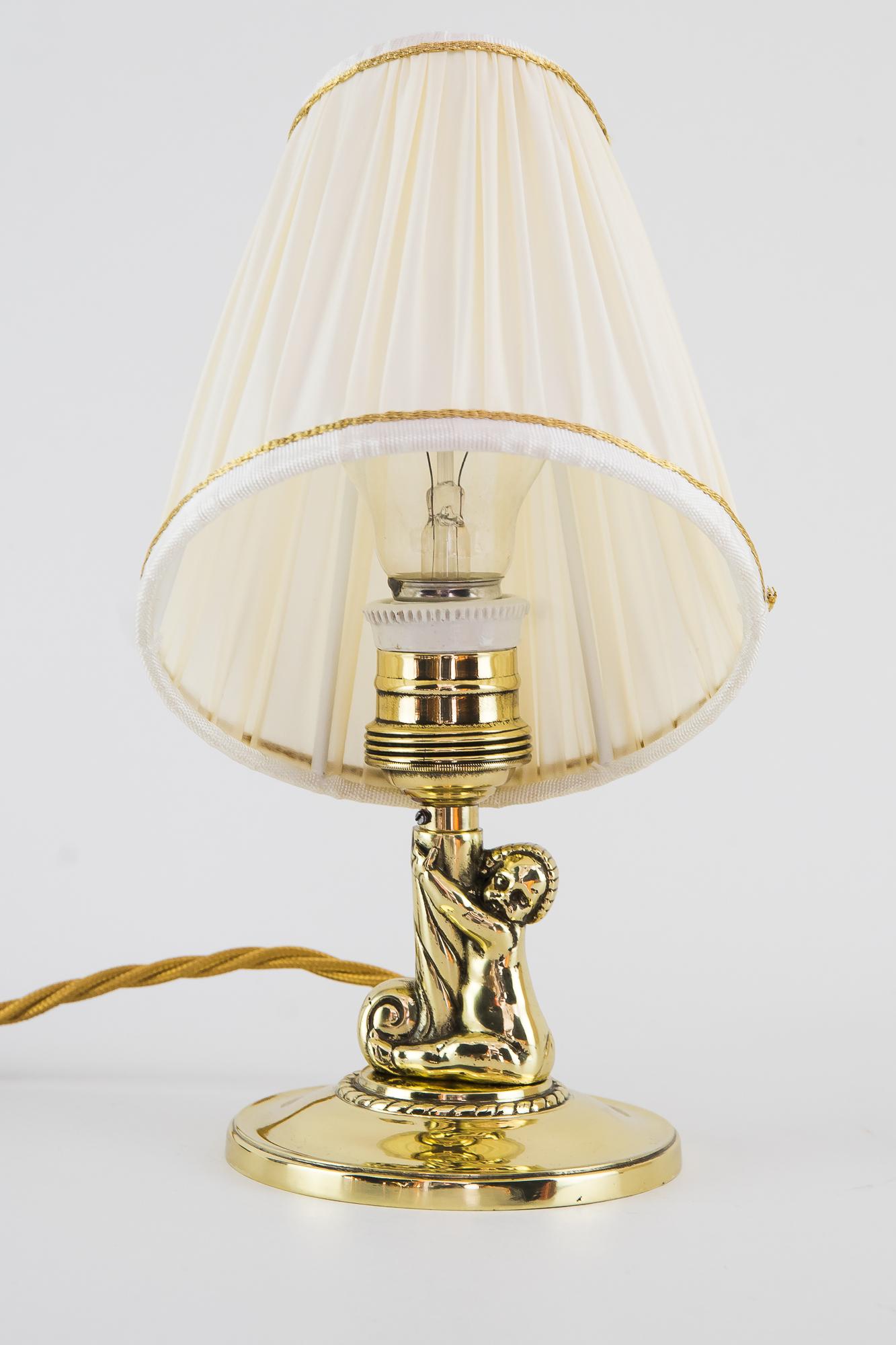 Austrian 2 Art Deco Table Lamps with Shades, Vienna, circa 1920s For Sale