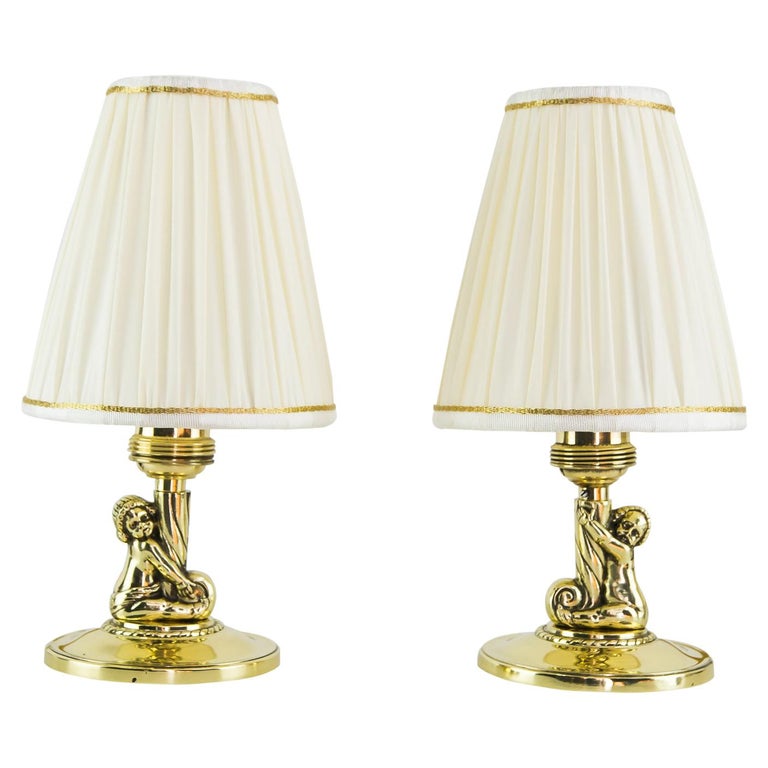 2 Art Deco Table Lamps with Shades, Vienna, circa 1920s For Sale