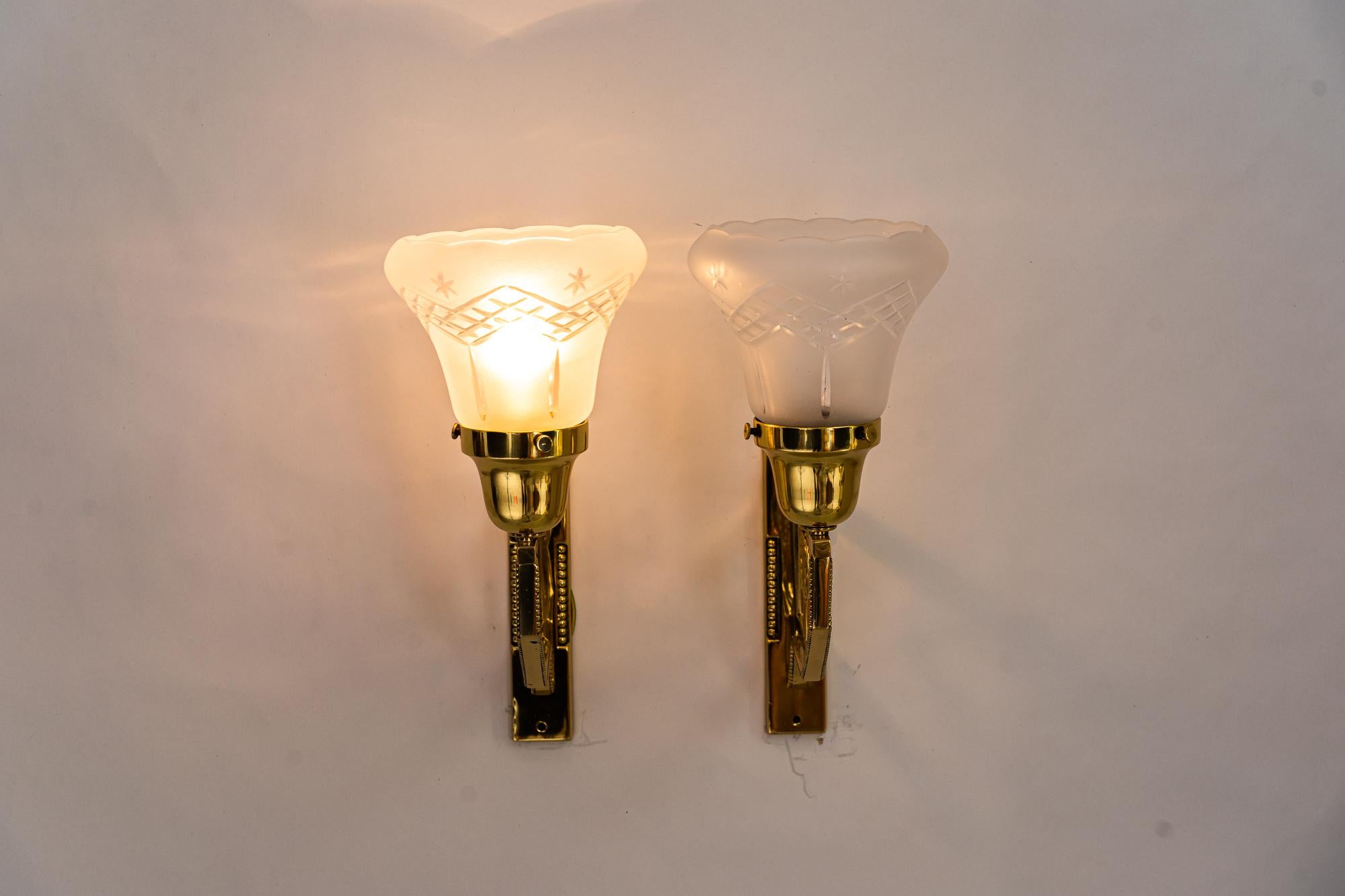 2 Art Deco Wall Lamps Around 1920s In Good Condition For Sale In Wien, AT