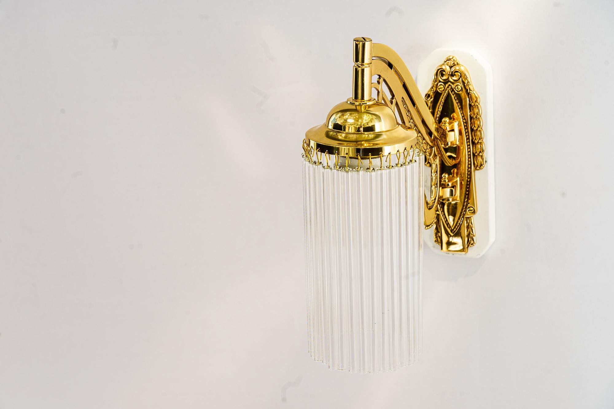 Austrian 2 Art Deco wall lamps vienna around 1920s For Sale