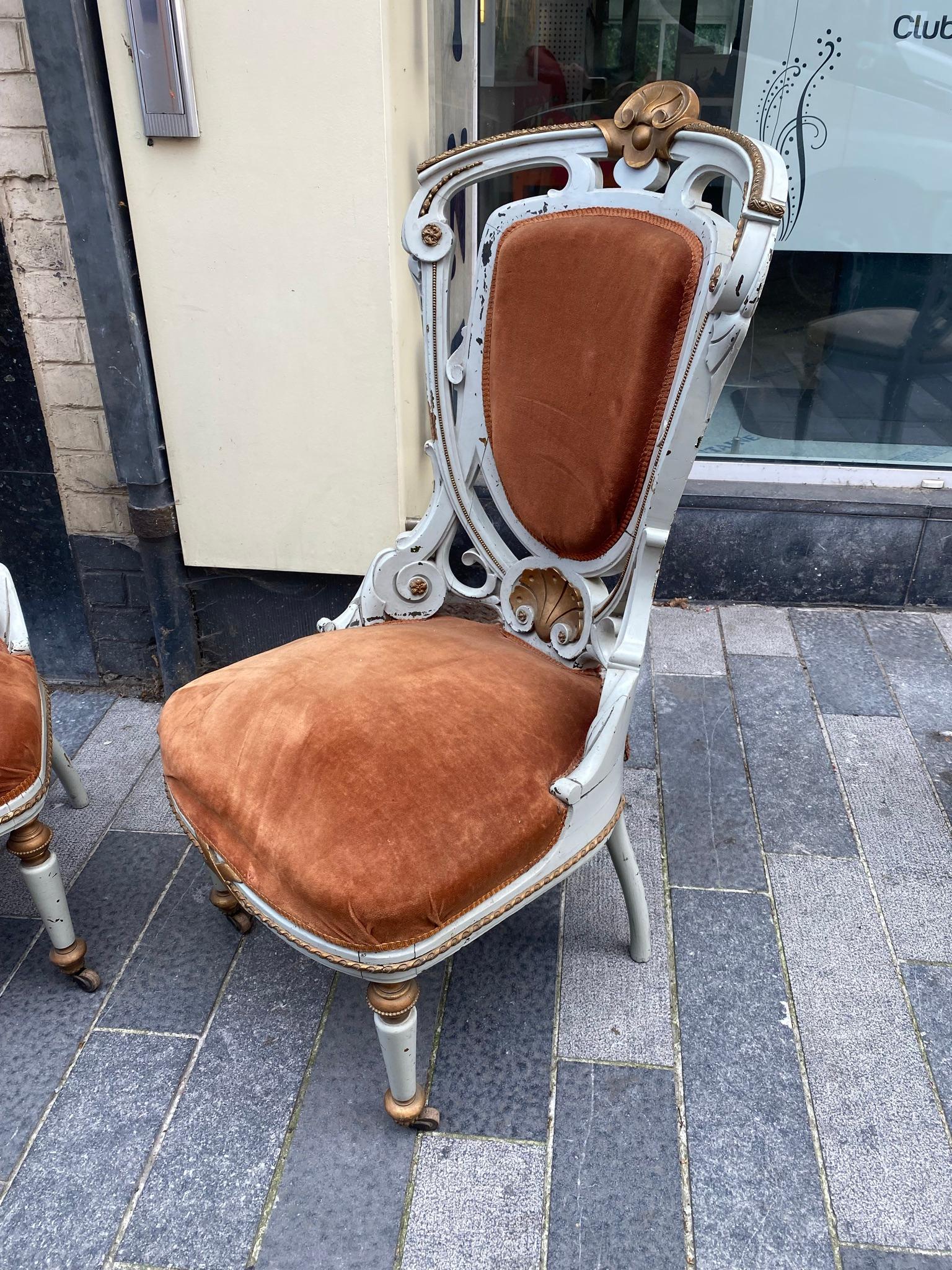 Early 20th Century 2 Art Nouveau Armchairs, circa 1900 For Sale