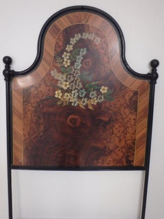 2 Art Nouveau metal hand painted extravagant single beds with flowers chalet sty