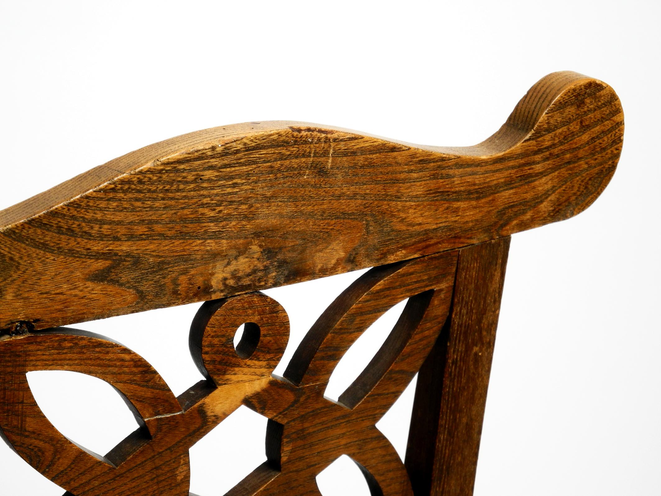 2 Art Nouveau Oak Chairs Still with the Original Leather Seats from Around 1900 For Sale 8