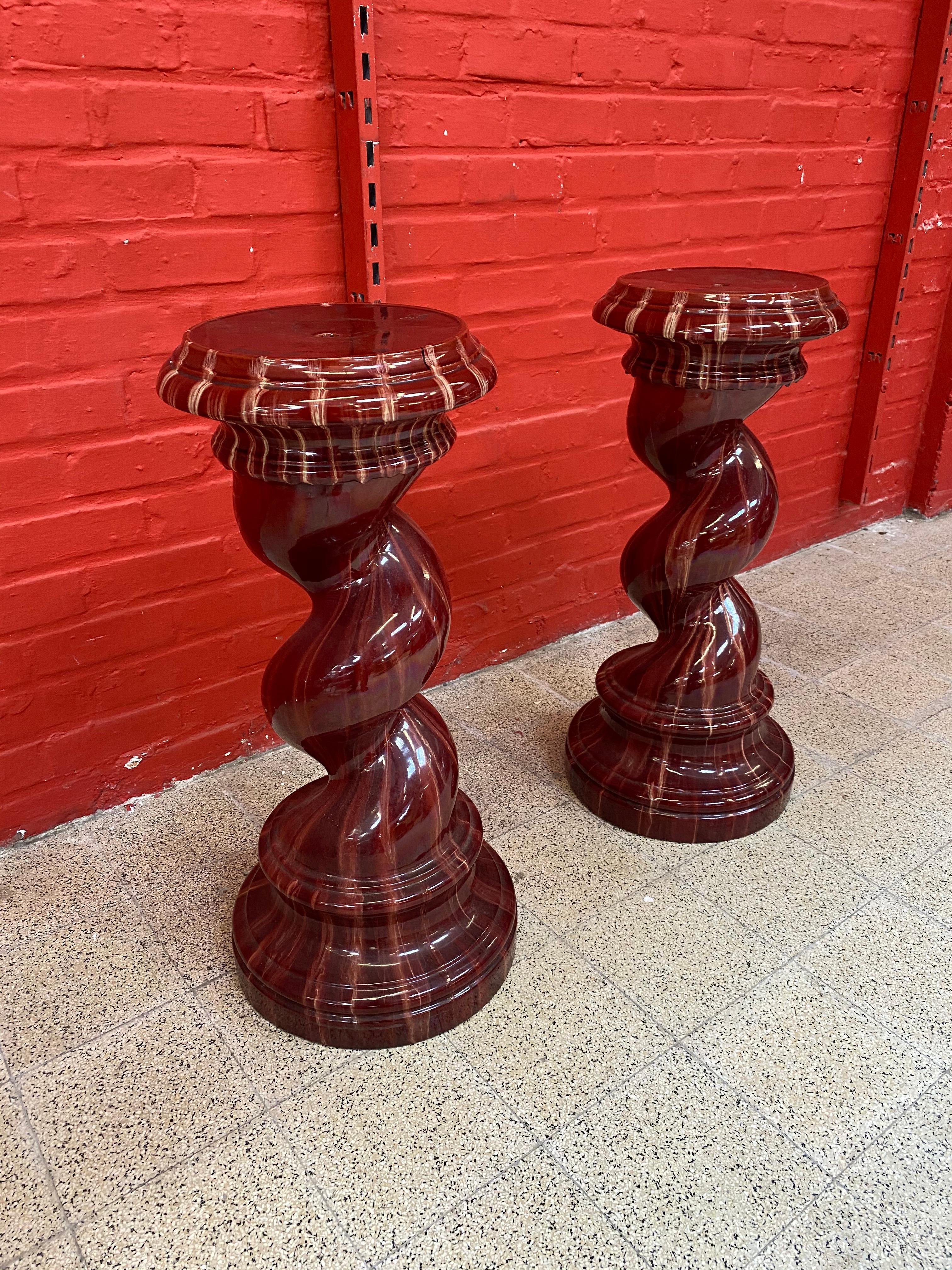 2 Art Nouveau Pedestal aus Keramik, im Massier-Stil, um 1900 im Zustand „Gut“ im Angebot in Saint-Ouen, FR