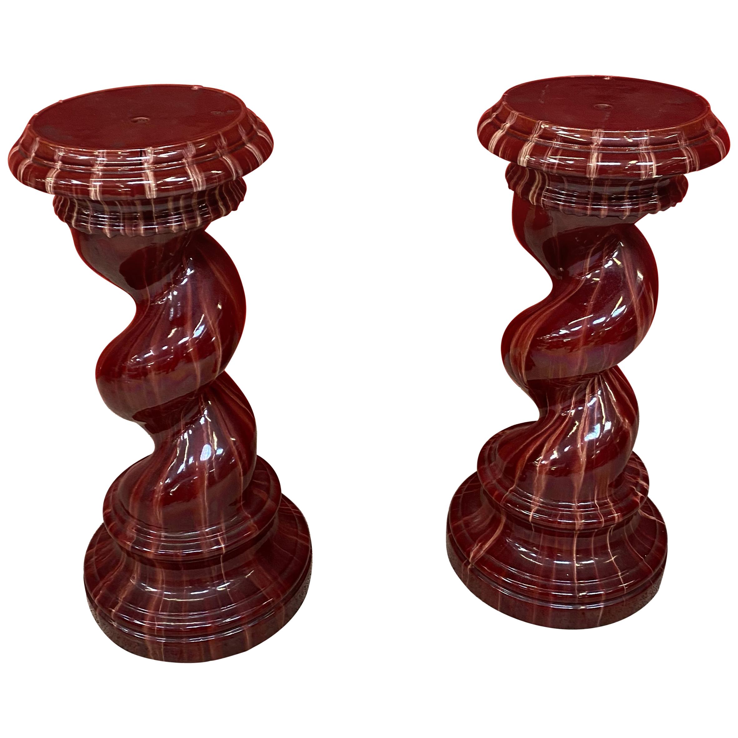 2 Pedestal Art Nouveau de cerámica, estilo Massier, hacia 1900