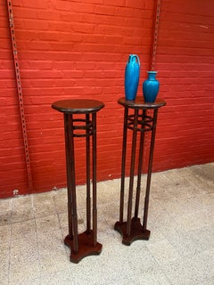 2 Art Nouveau Wood Pedestals, circa 1900