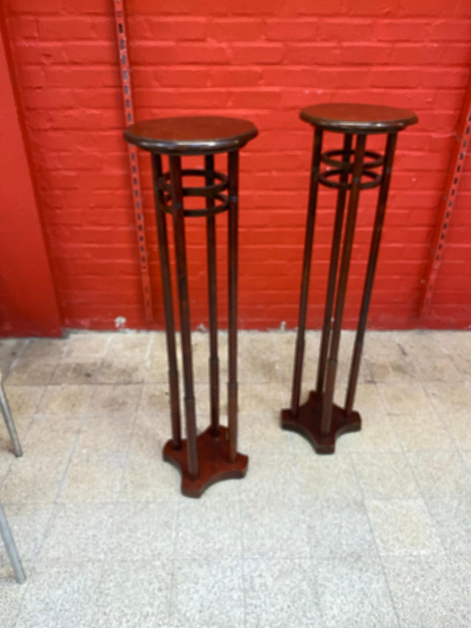 2 Art Nouveau Wood Pedestals, circa 1900 For Sale 1