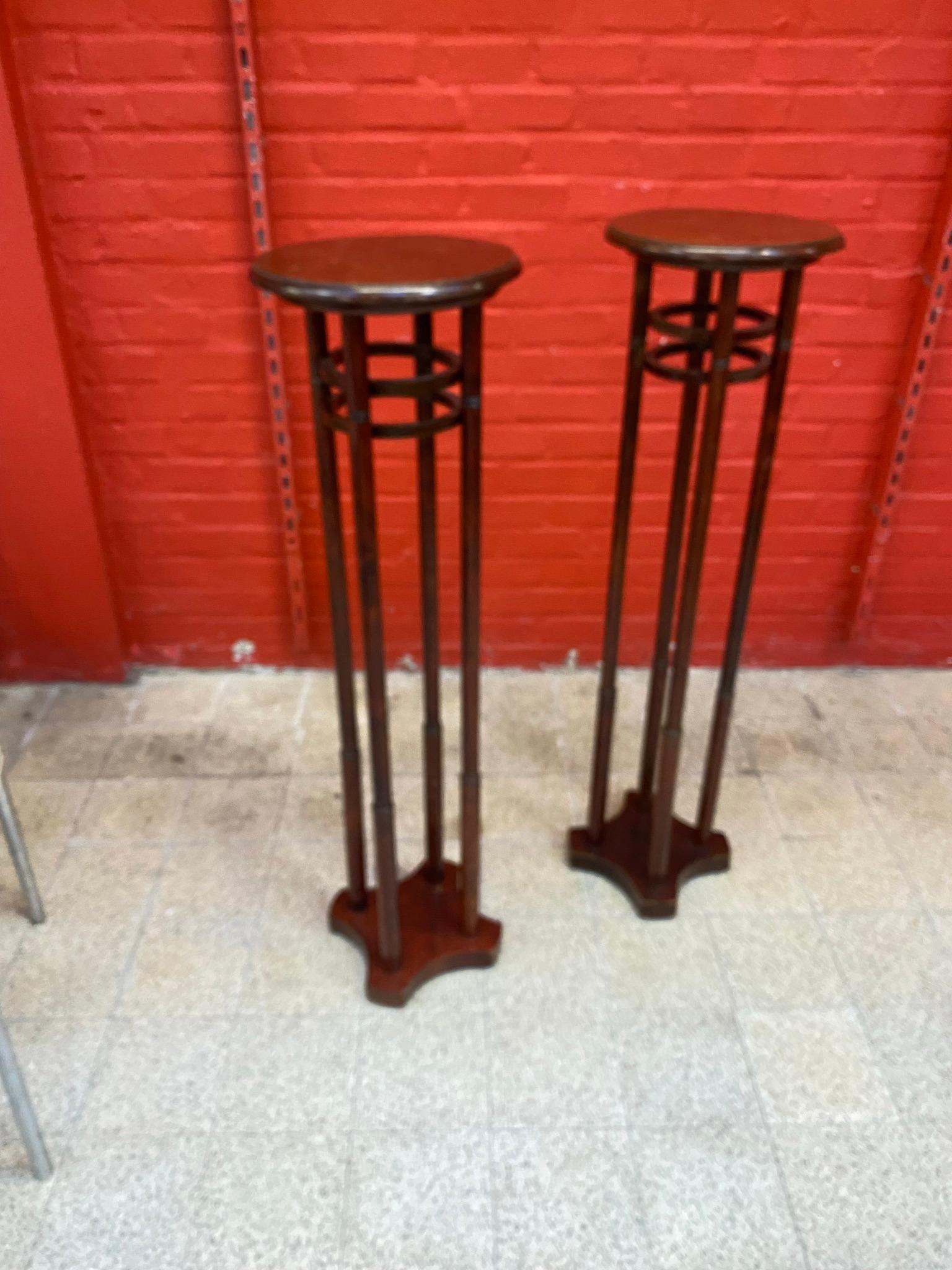 20ième siècle 2 piédestaux en bois Art Nouveau, vers 1900 en vente