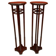 2 Art Nouveau Wood Pedestals, circa 1900