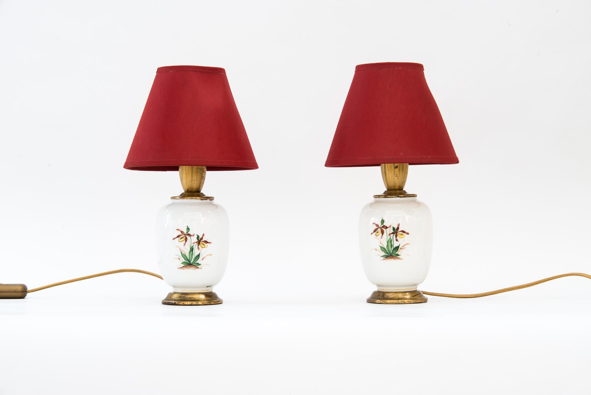 2 Augarten table lamps, Vienna, circa 1960s
High quality porcelain with original shades
Original condition.
 