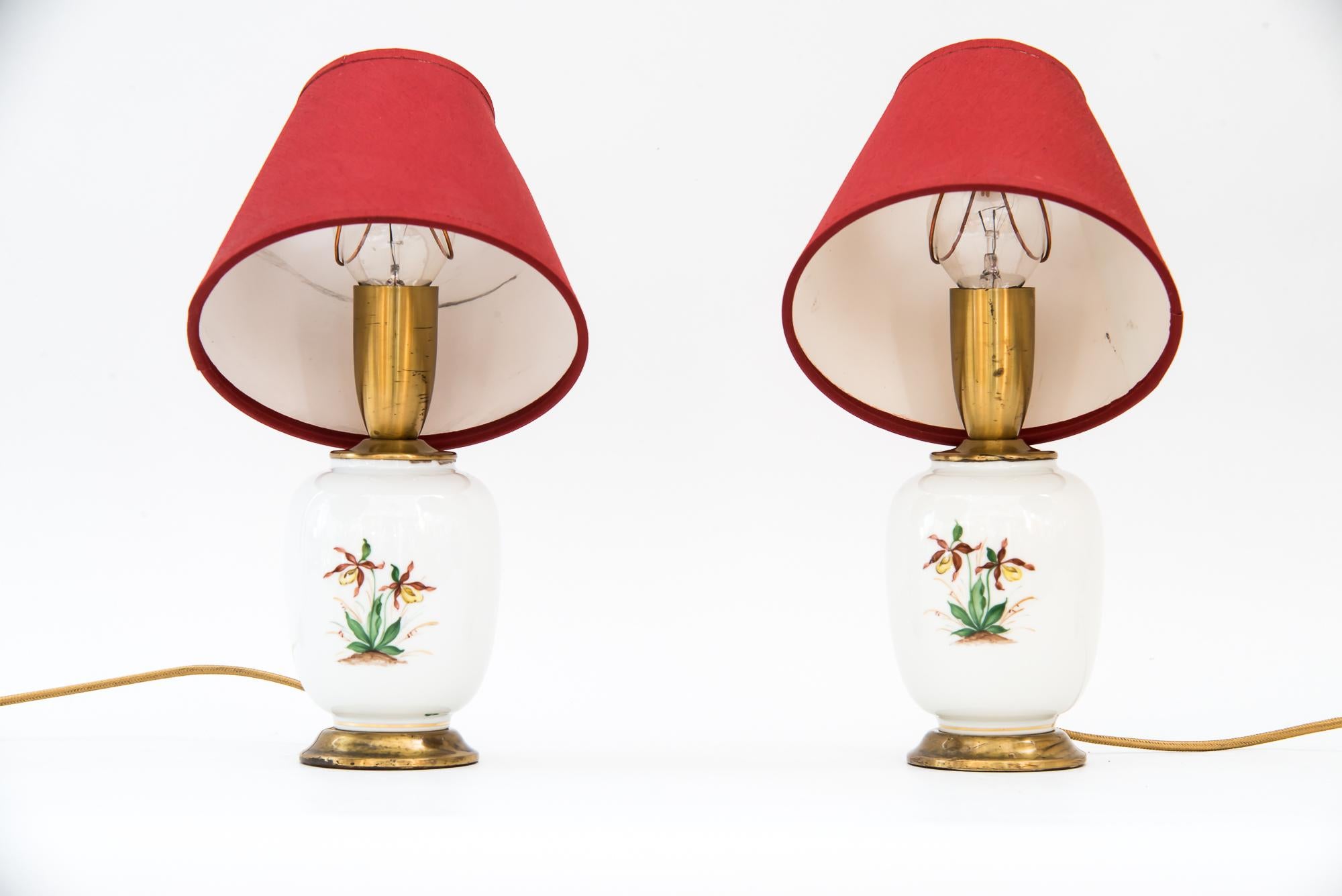 Painted 2 Augarten Table Lamps, Vienna, circa 1960s For Sale