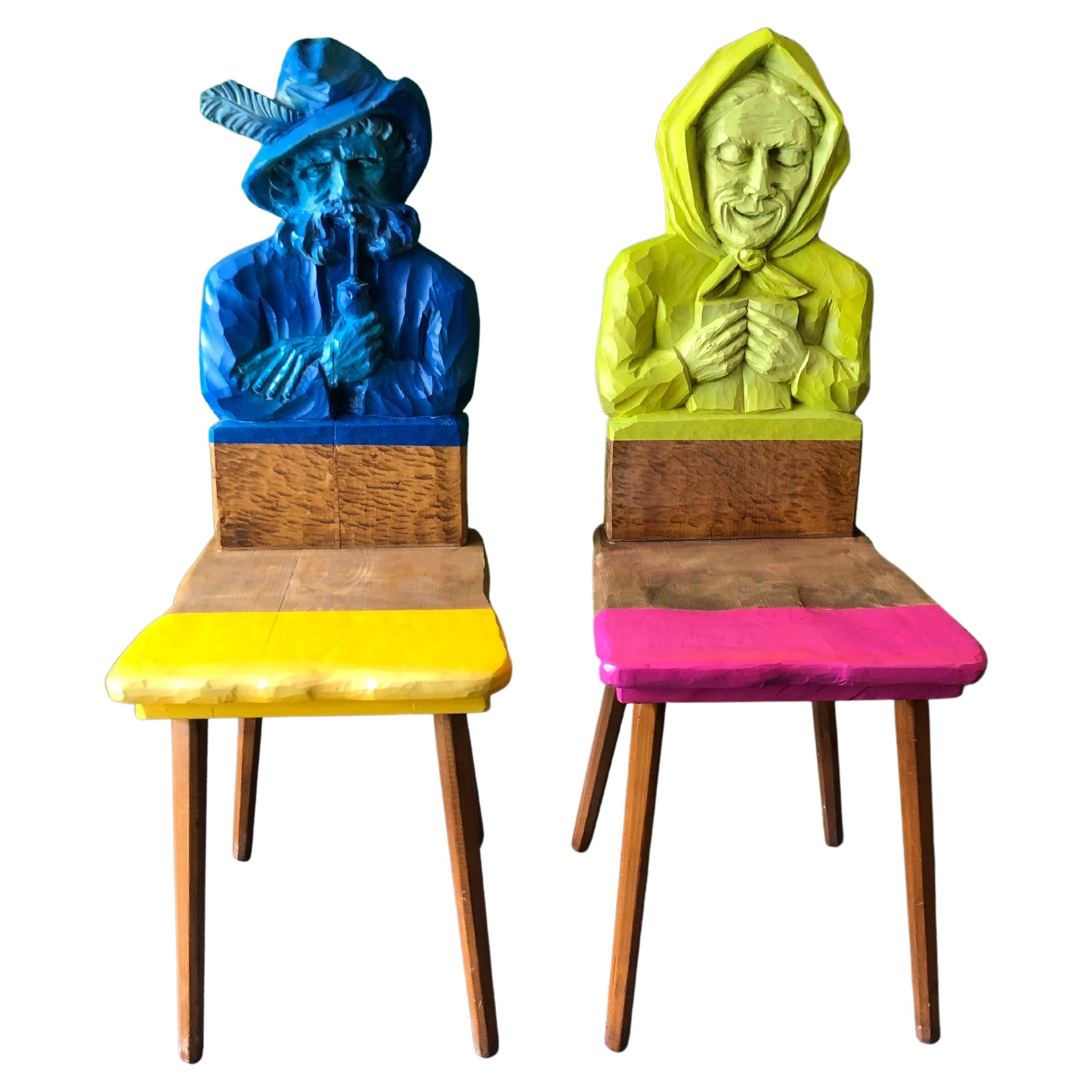 2 austrian marriage chairs/ Happy Woman Happy Life by Markus Friedrich Staab For Sale