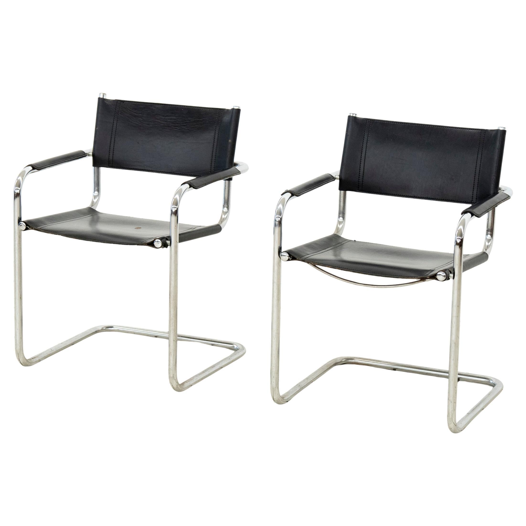 (2) Sillas de Comedor B34 Cromo y Piel by Mart Stam
