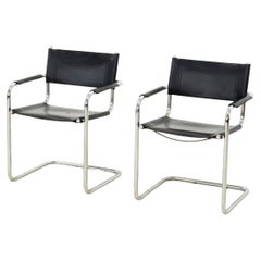 (2) B34 Dining Room Chairs Chrome and Leather by Mart Stam