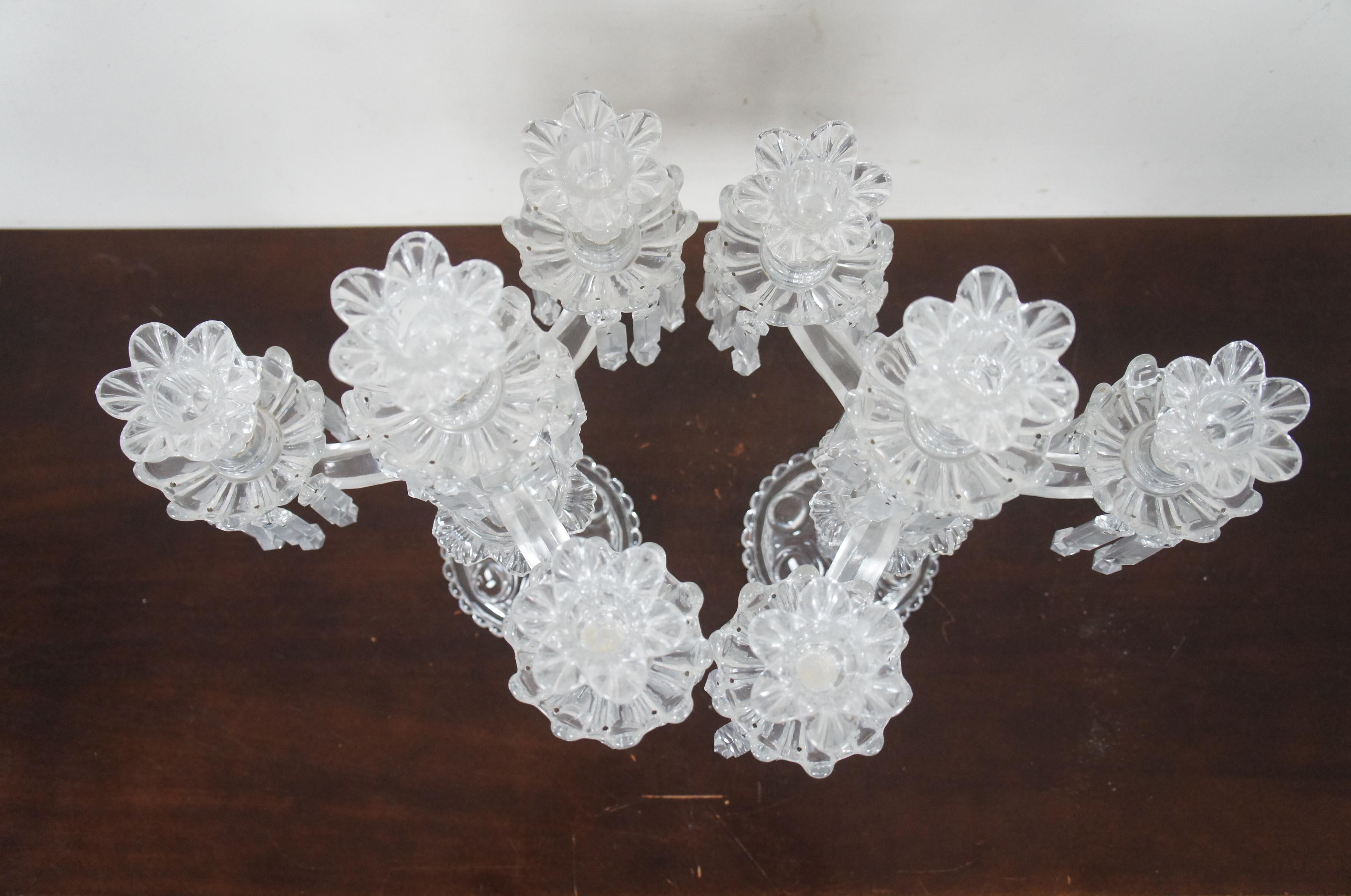 2 Baccarat Medallion Crystal 4 Light Candelabra Candle Holder Bobeches Pair 3