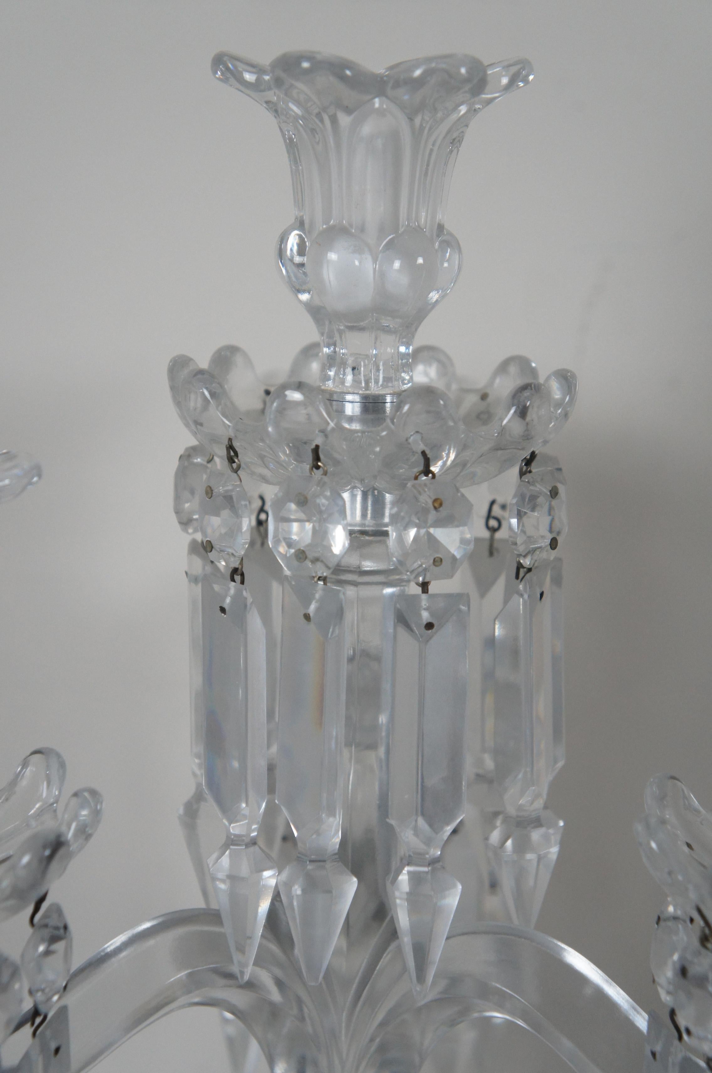 Victorian 2 Baccarat Medallion Crystal 4 Light Candelabra Candle Holder Bobeches Pair