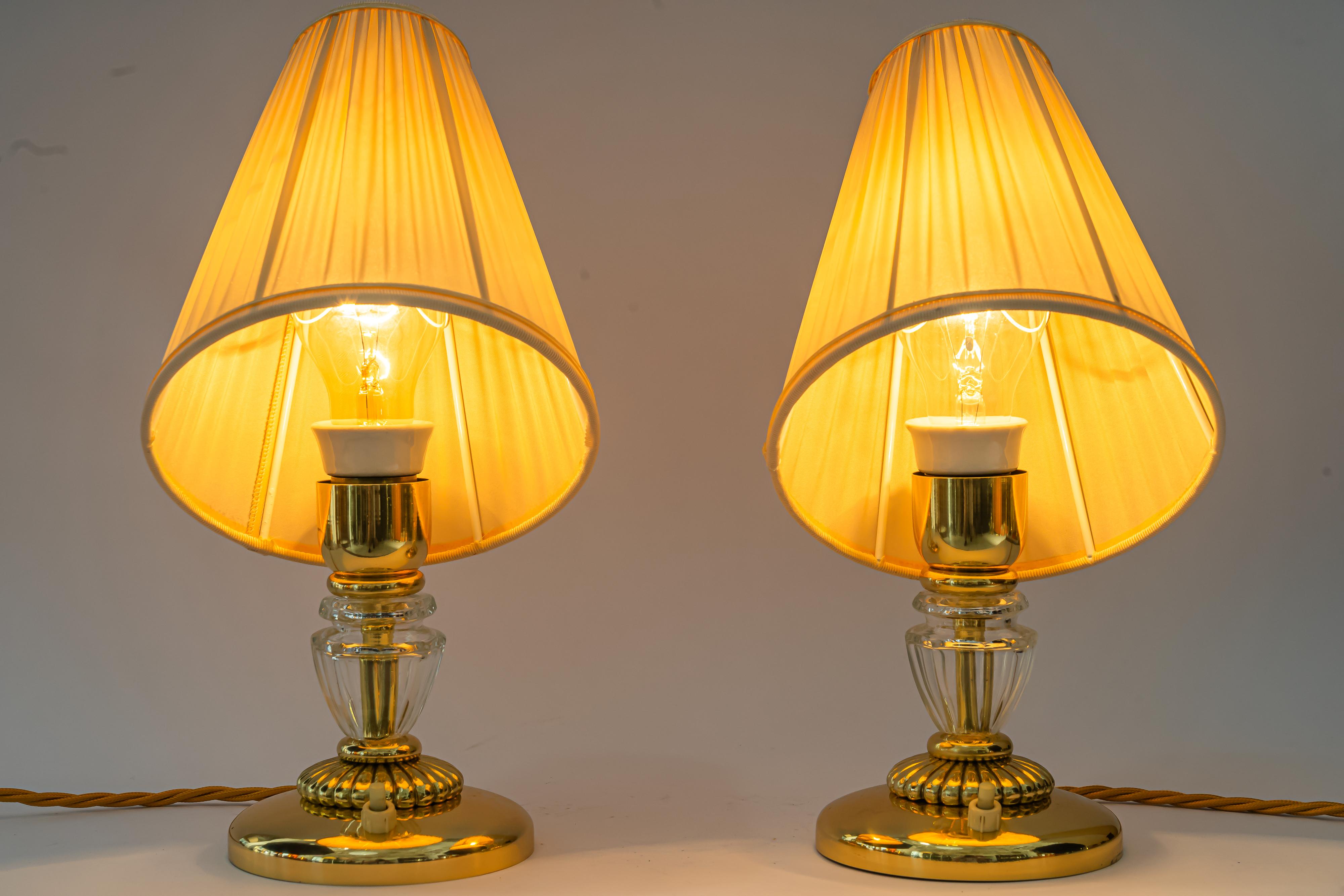 2 lampes de table Bakalowits avec abat-jour en tissu vienne vers 1950 en vente 2