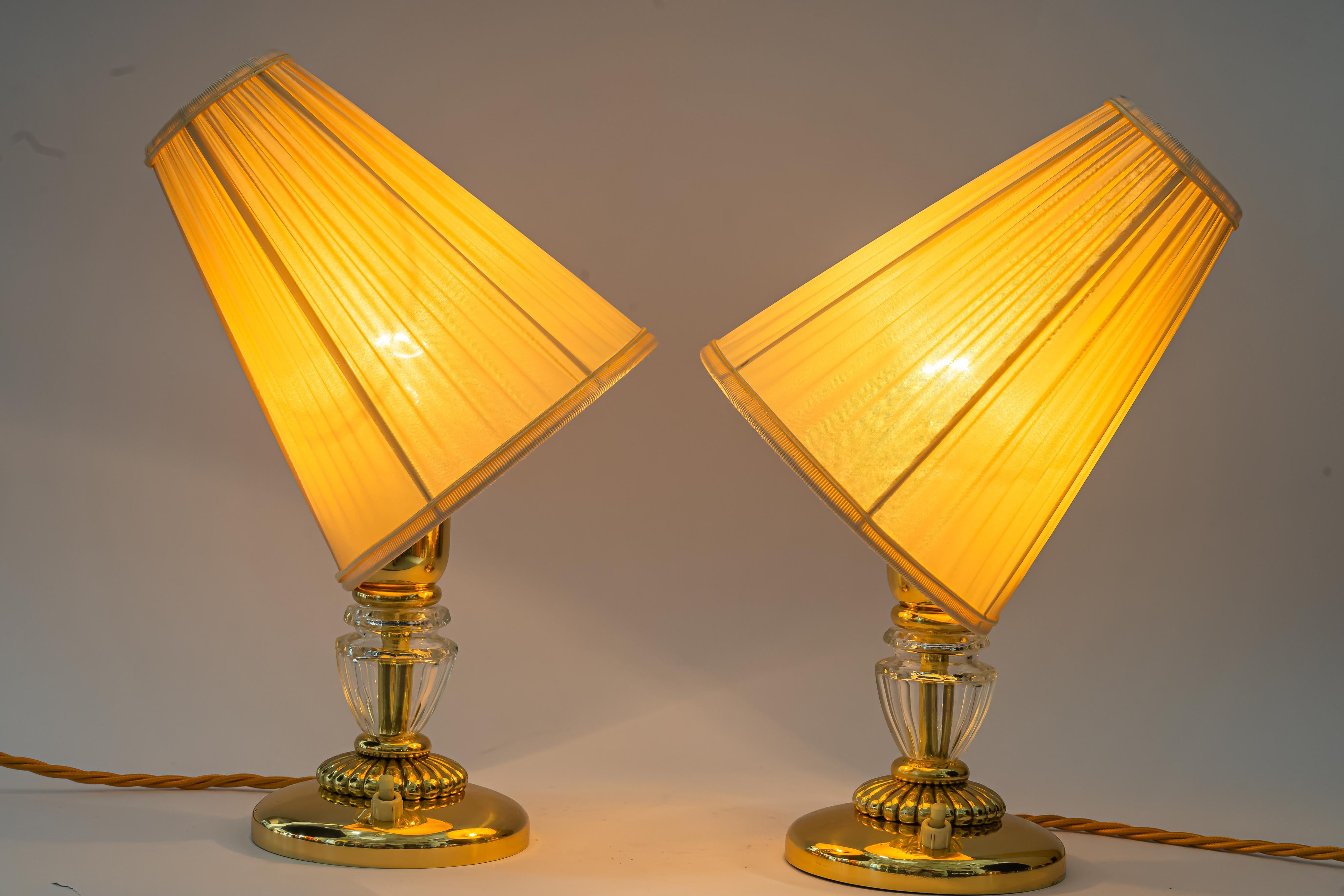 2 lampes de table Bakalowits avec abat-jour en tissu vienne vers 1950 en vente 4