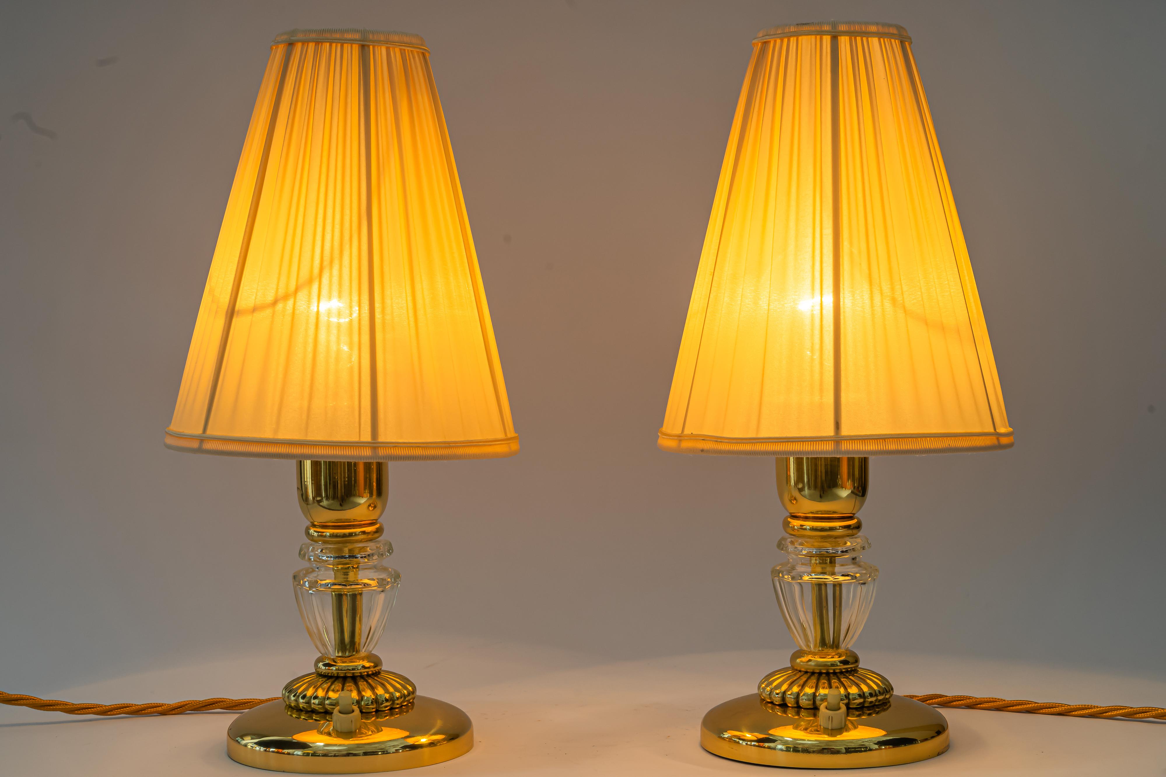 2 lampes de table Bakalowits avec abat-jour en tissu vienne vers 1950 en vente 5