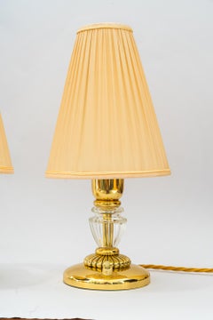 2 lampes de table Bakalowits avec abat-jour en tissu vienne vers 1950