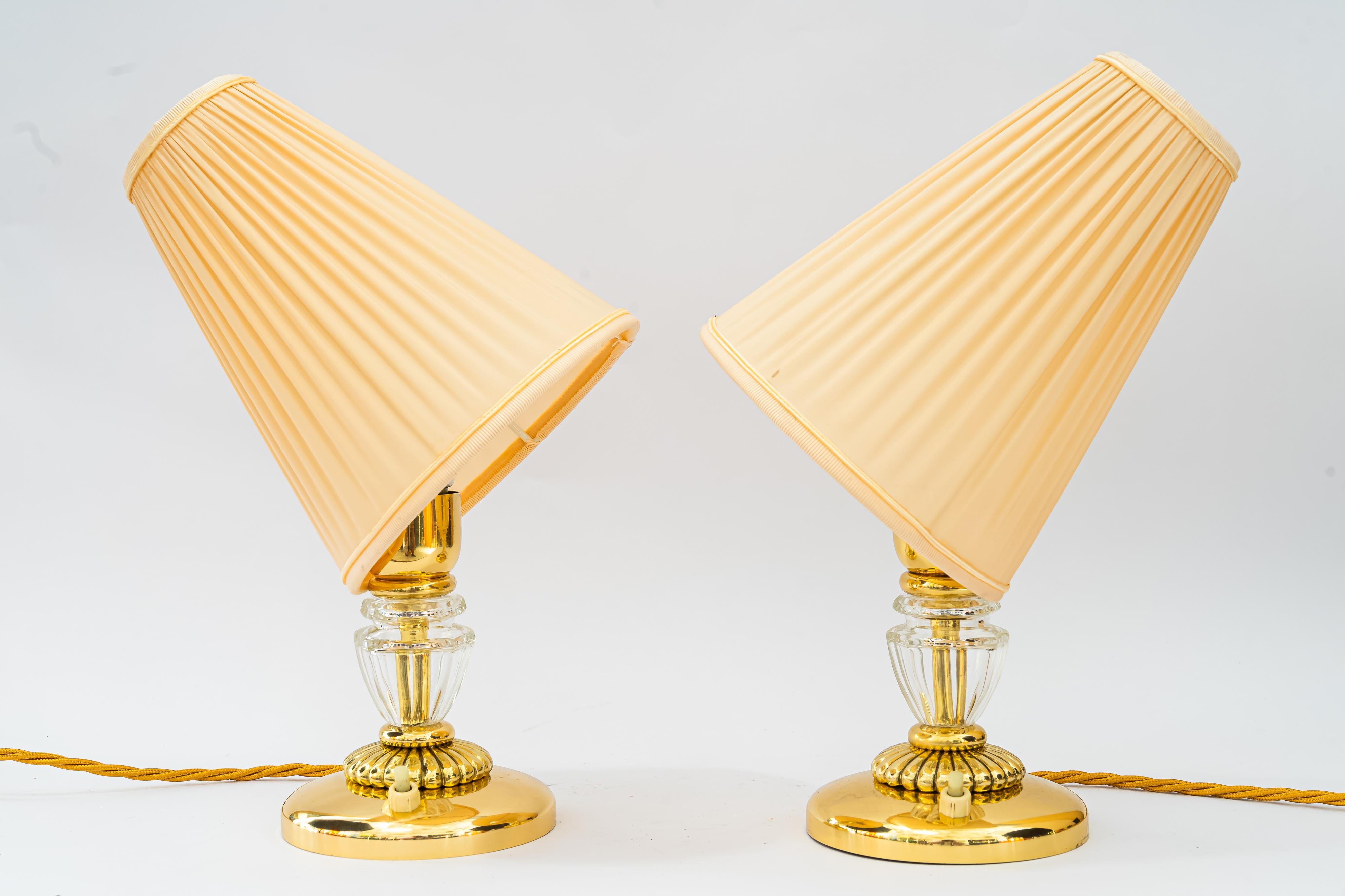 Autrichien 2 lampes de table Bakalowits avec abat-jour en tissu vienne vers 1950 en vente