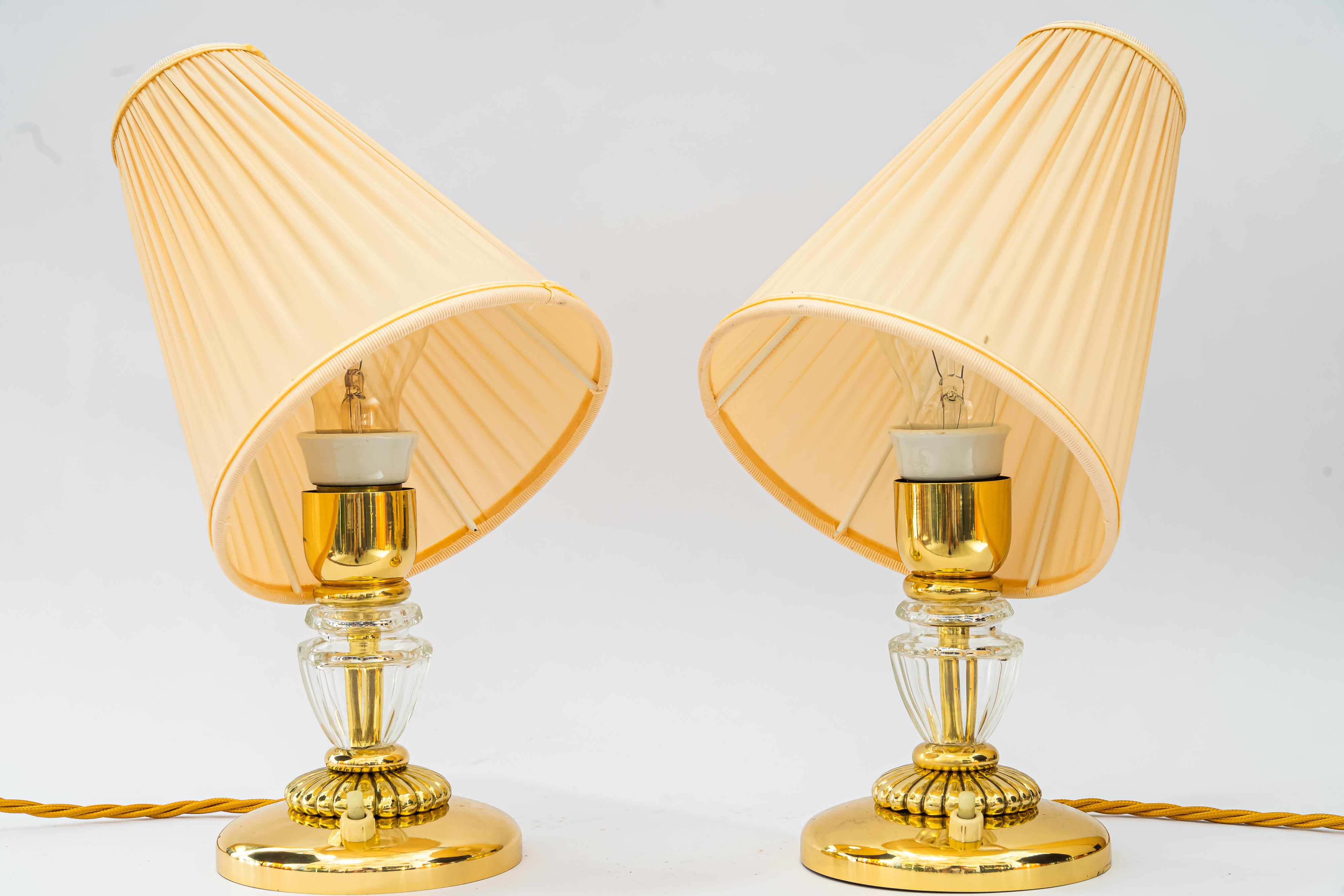 Laqué 2 lampes de table Bakalowits avec abat-jour en tissu vienne vers 1950 en vente