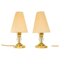 2 Bakalowits Table lamps with fabric shades vienna around 1950s 