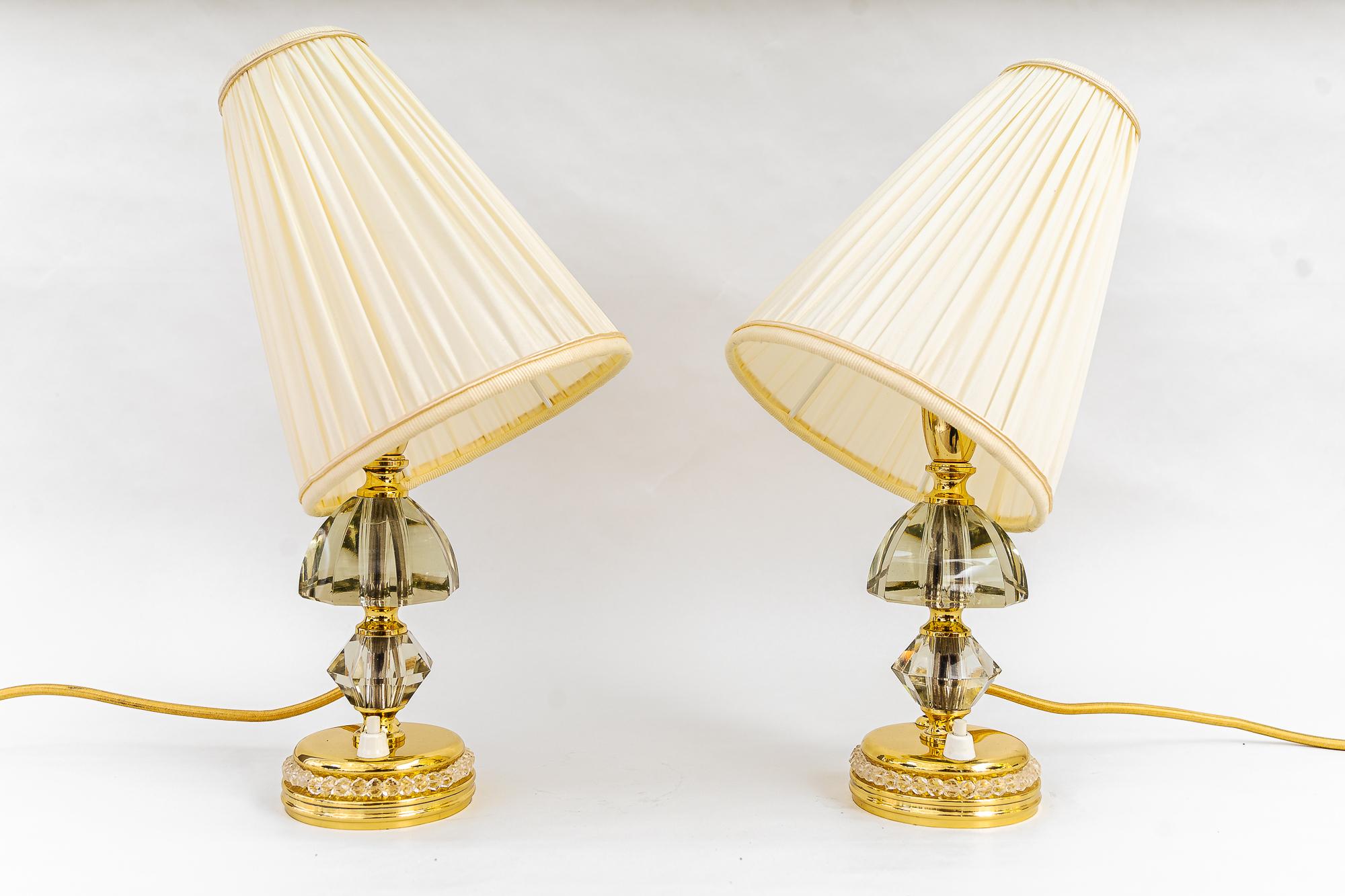 2 Bakalowits Table Lamps with Shades Vienna Around 1950s For Sale 7