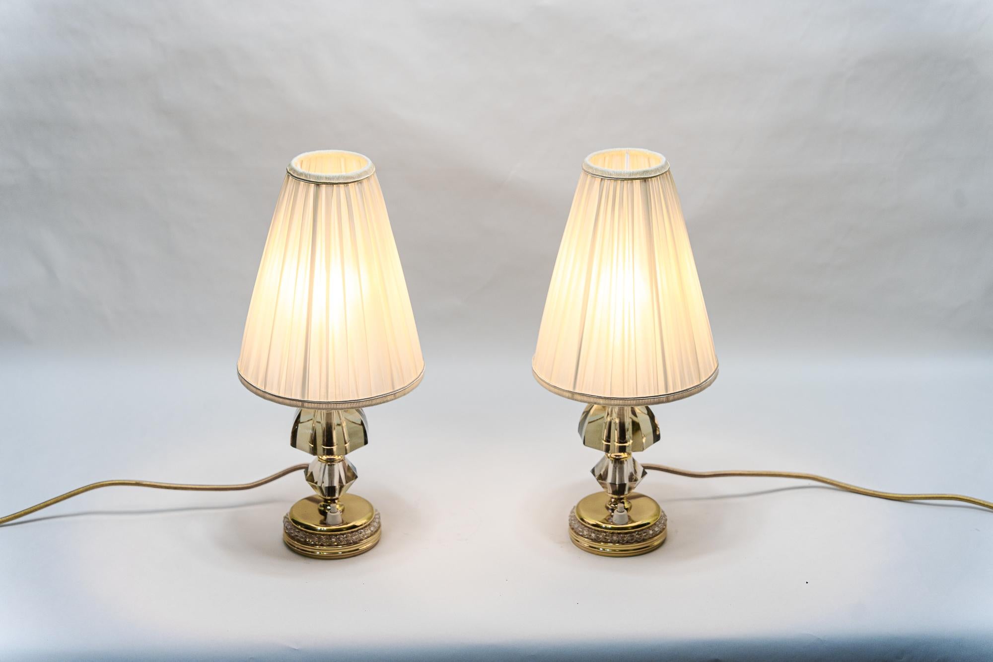 2 Bakalowits Table Lamps with Shades Vienna Around 1950s For Sale 9