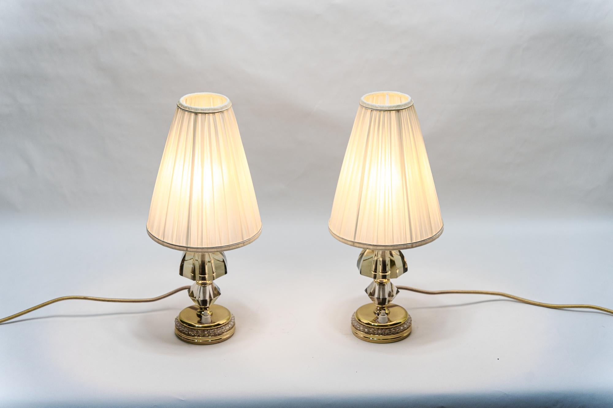2 Bakalowits-Tischlampen mit Lampenschirmen Wien um 1950 im Angebot 10
