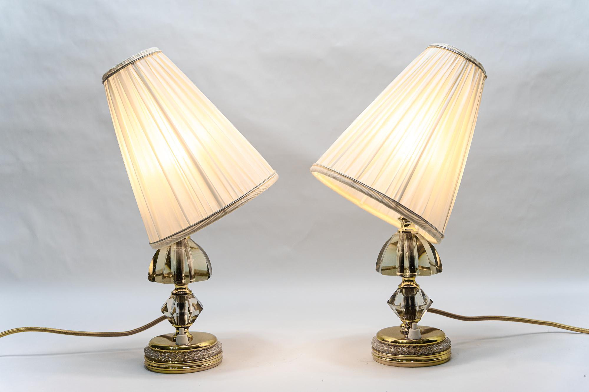 2 Bakalowits Table Lamps with Shades Vienna Around 1950s For Sale 12