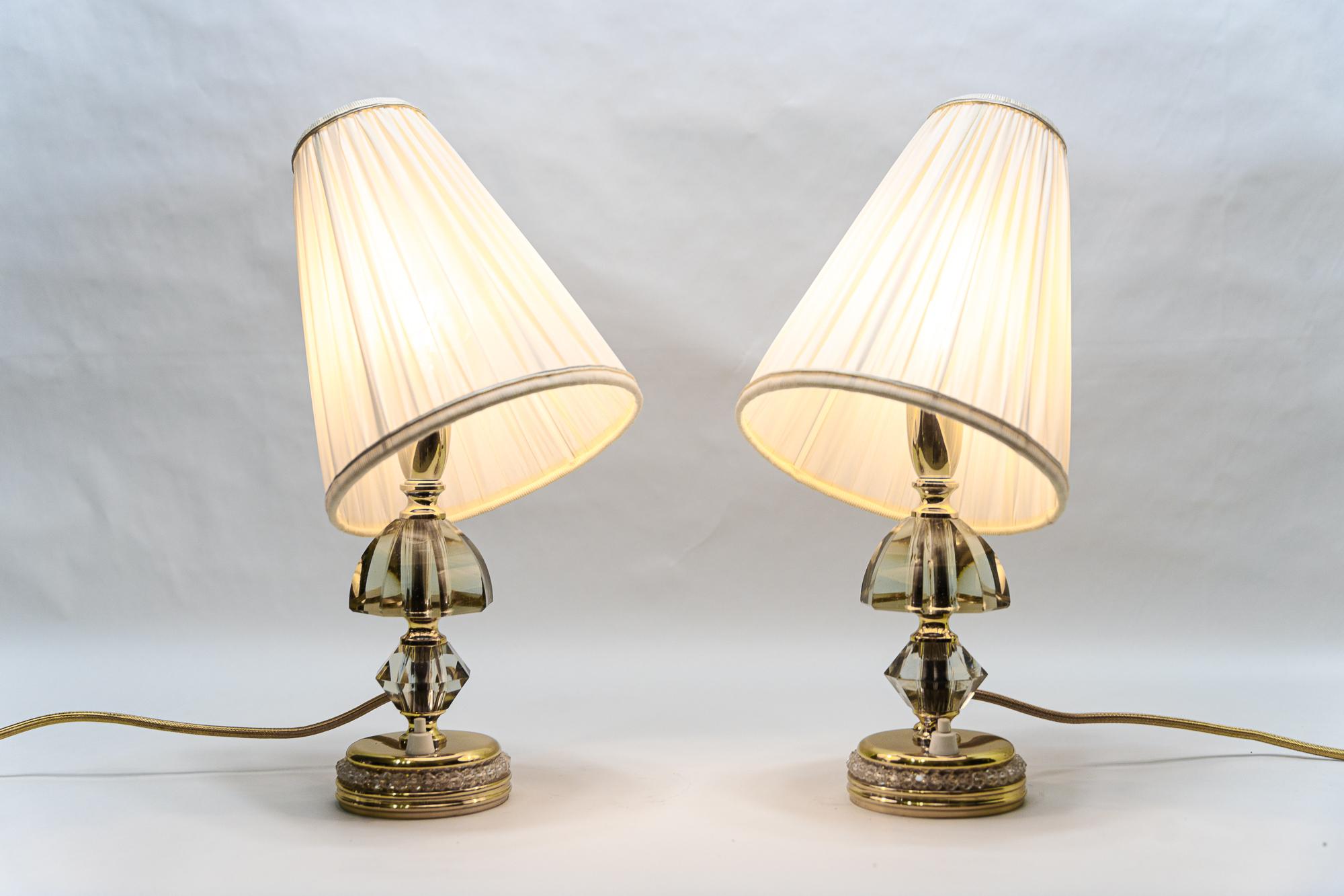 2 Bakalowits-Tischlampen mit Lampenschirmen Wien um 1950 im Angebot 14