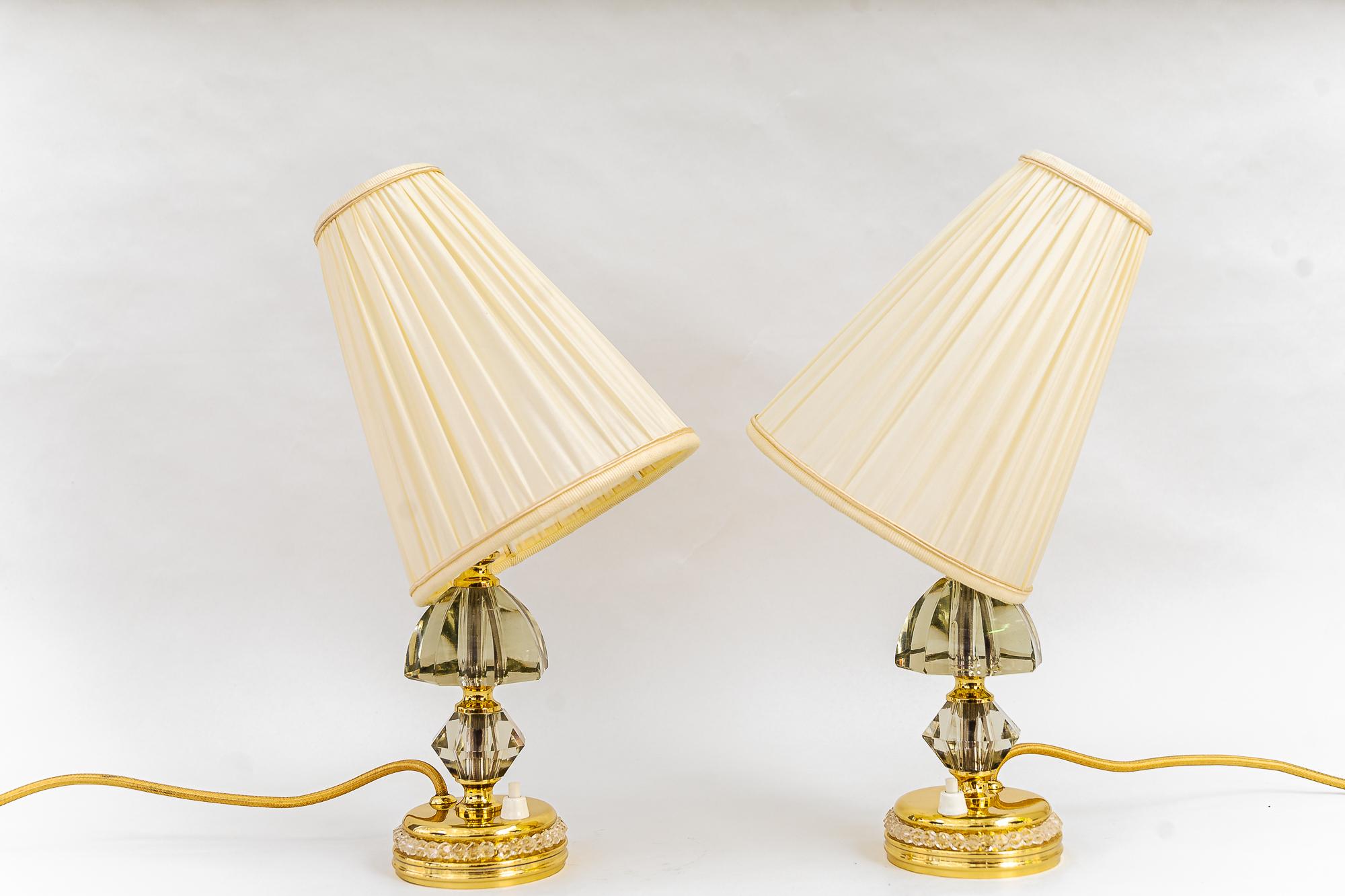 Mid-20th Century 2 Bakalowits Table Lamps with Shades Vienna Around 1950s For Sale