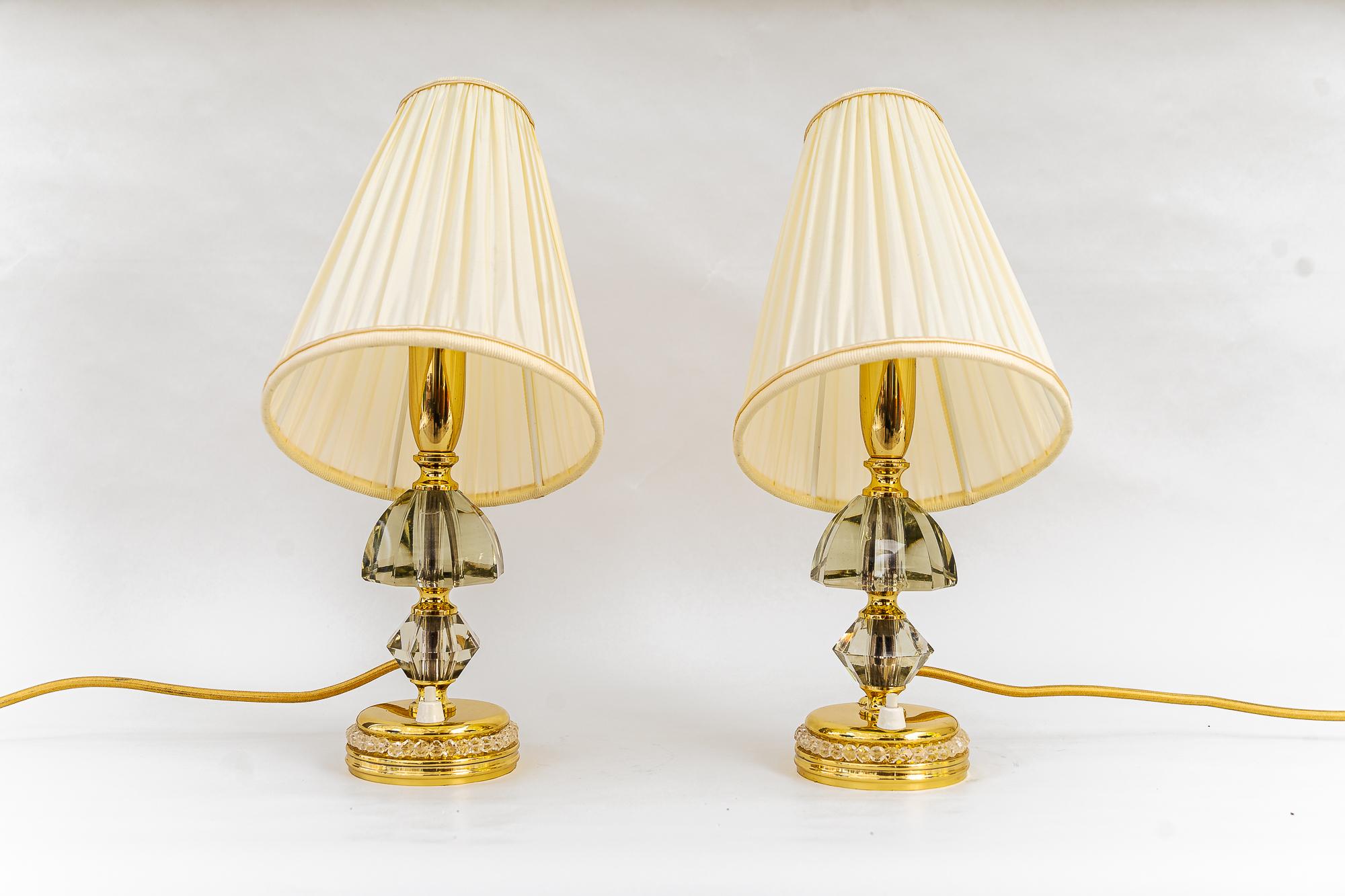 2 Bakalowits Table Lamps with Shades Vienna Around 1950s For Sale 1