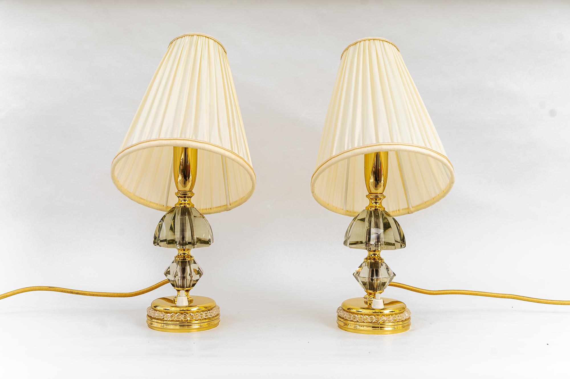 2 Bakalowits-Tischlampen mit Lampenschirmen Wien um 1950 im Angebot 2