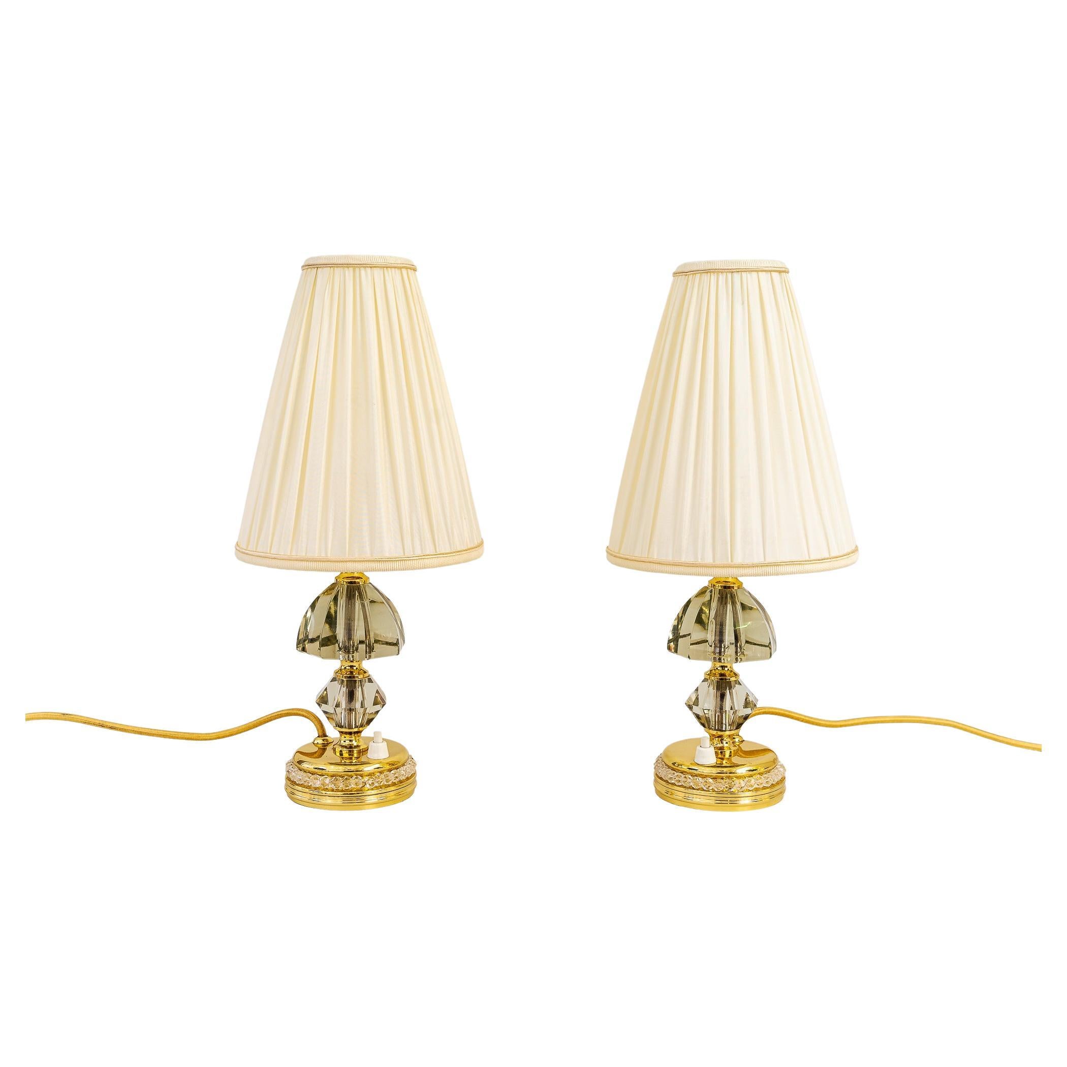 2 Bakalowits Table Lamps with Shades Vienna Around 1950s For Sale