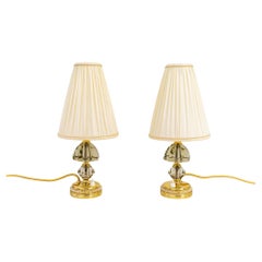 2 Bakalowits Table Lamps with Shades Vienna Around 1950s