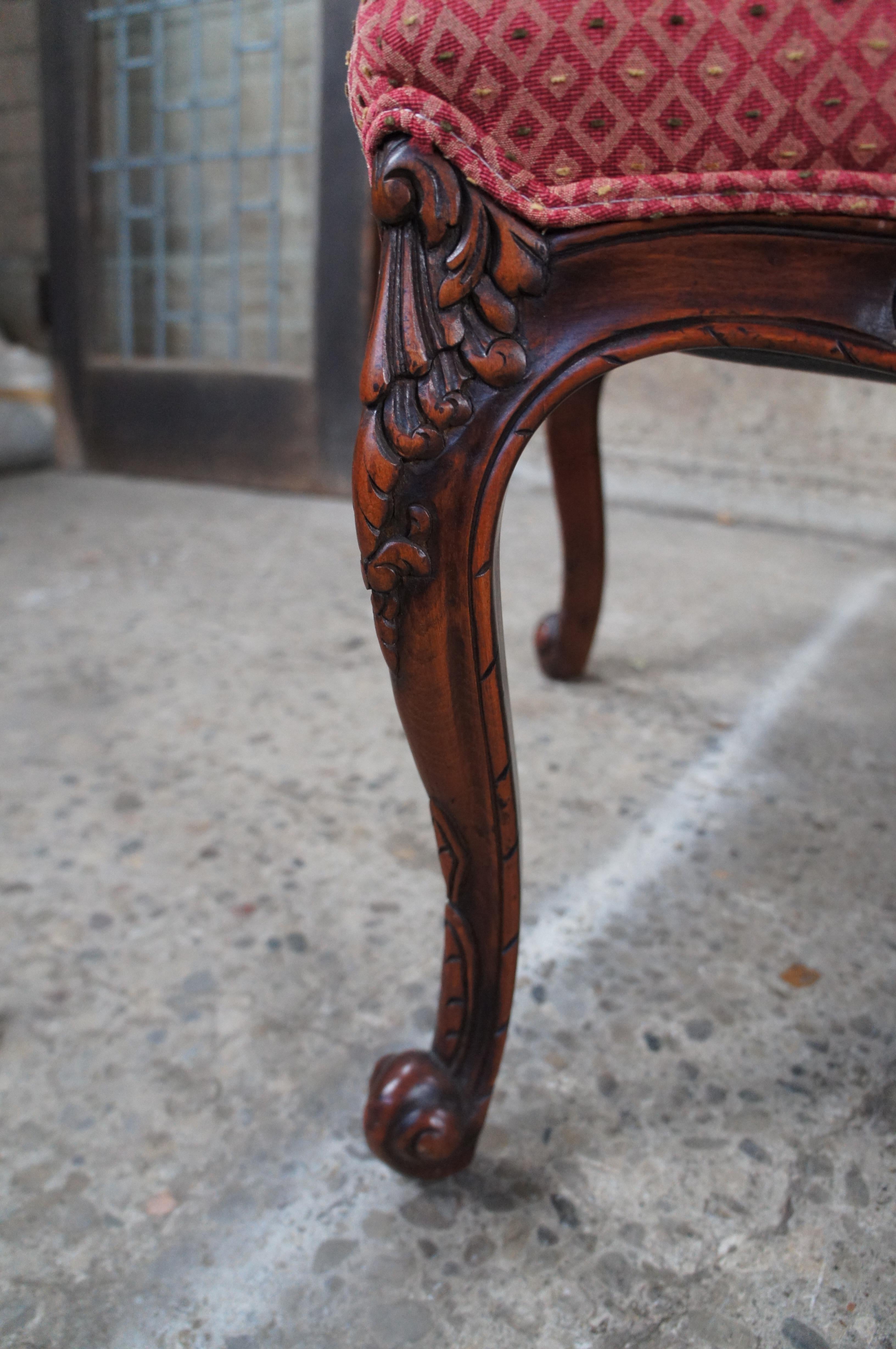 2 Baker French Louis XVI Mahogany Fauteuil Library Lounge Club Armchairs Pair For Sale 5