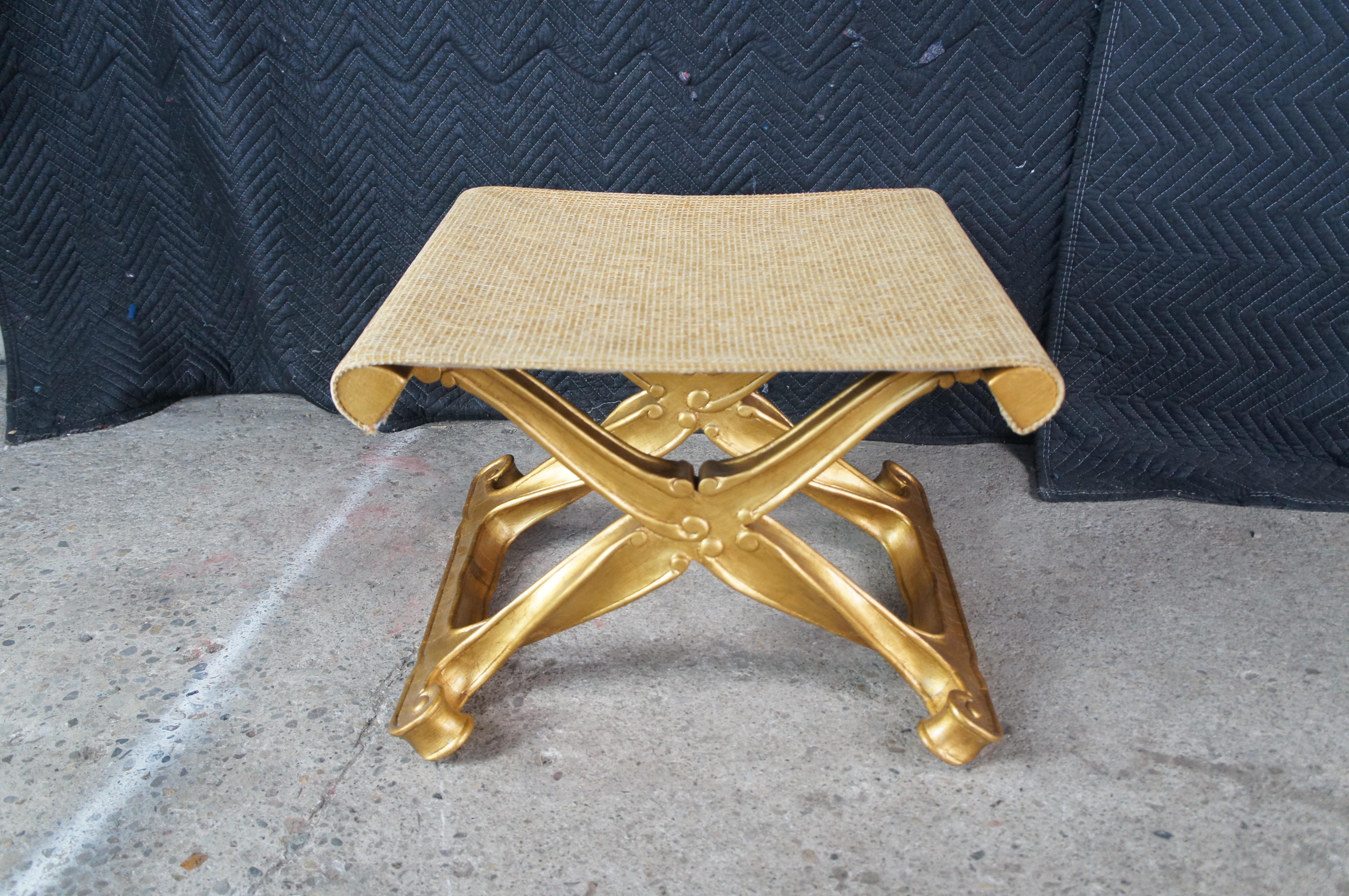2 par de reposapiés otomanos franceses Luis XV dorados en forma de X Baker Furniture en venta 1