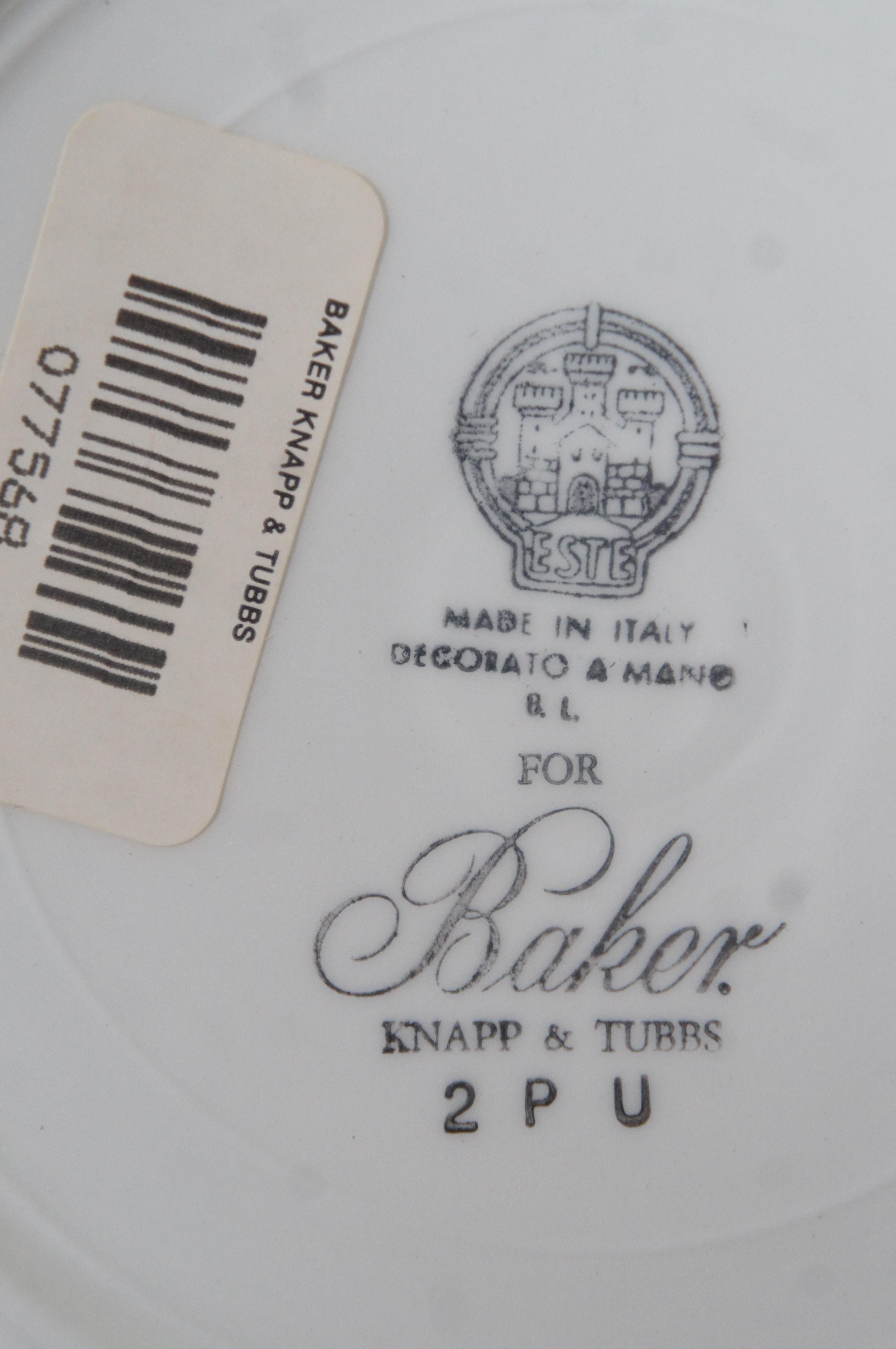 2 Baker Knapp & Tubbs Porcelaine Italienne Peinte à la Main Ornithologie Set d'assiettes Oiseaux en vente 1