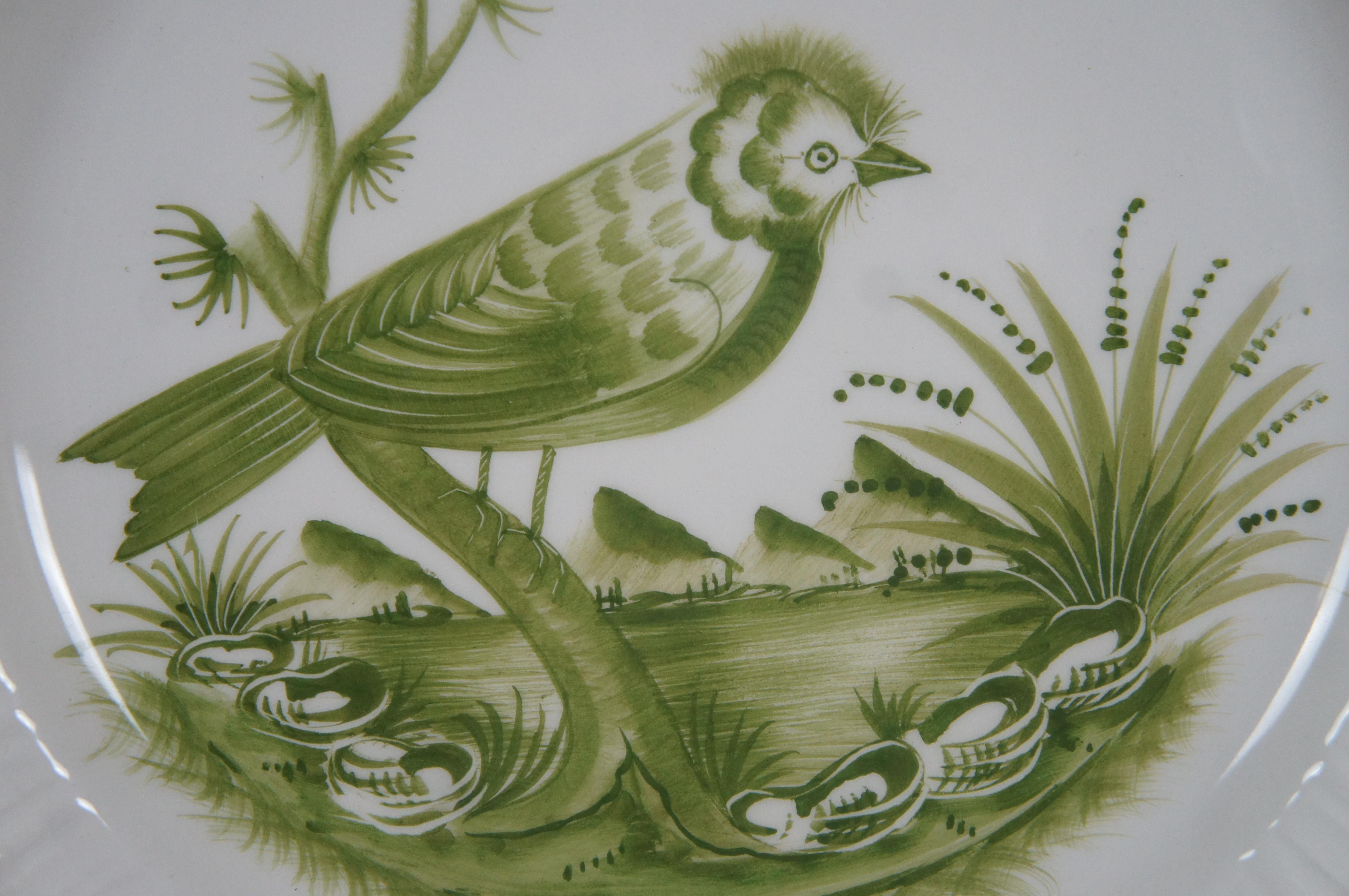 2 Baker Knapp & Tubbs Italian Porcelain Hand Painted Ornithology Bird Plates Set For Sale 3