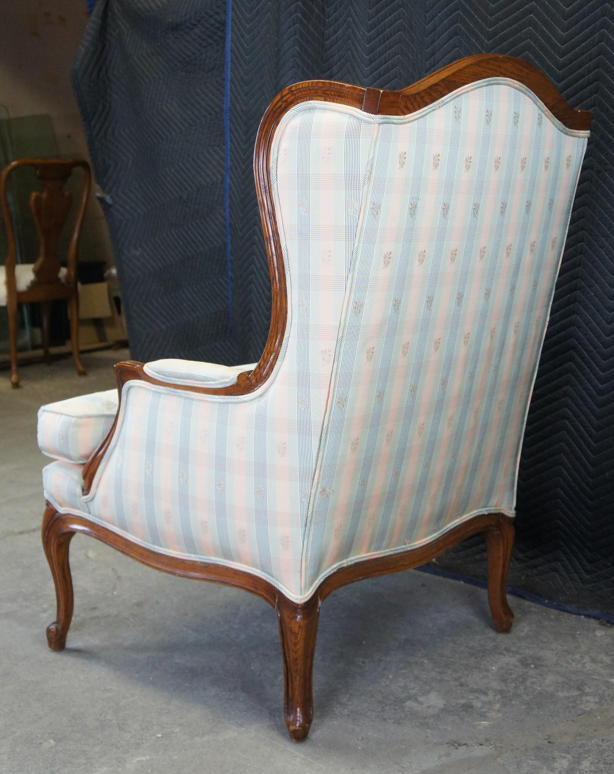 French Provincial 2 Baker Louis XV French Country Bergere Wingback Chairs Scalamandre Plaid