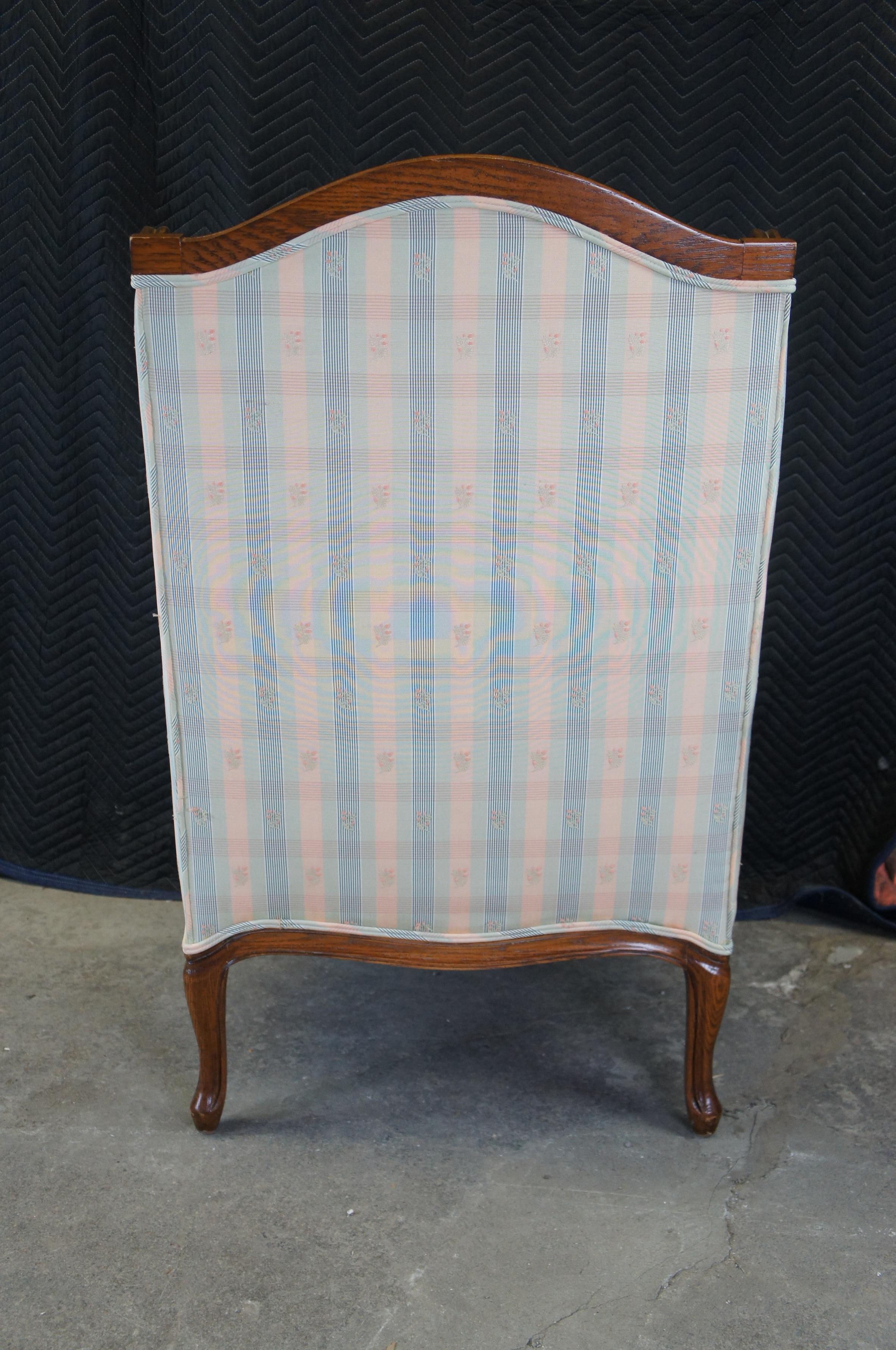 2 Baker Louis XV French Country Bergere Wingback Chairs Scalamandre Plaid In Good Condition In Dayton, OH