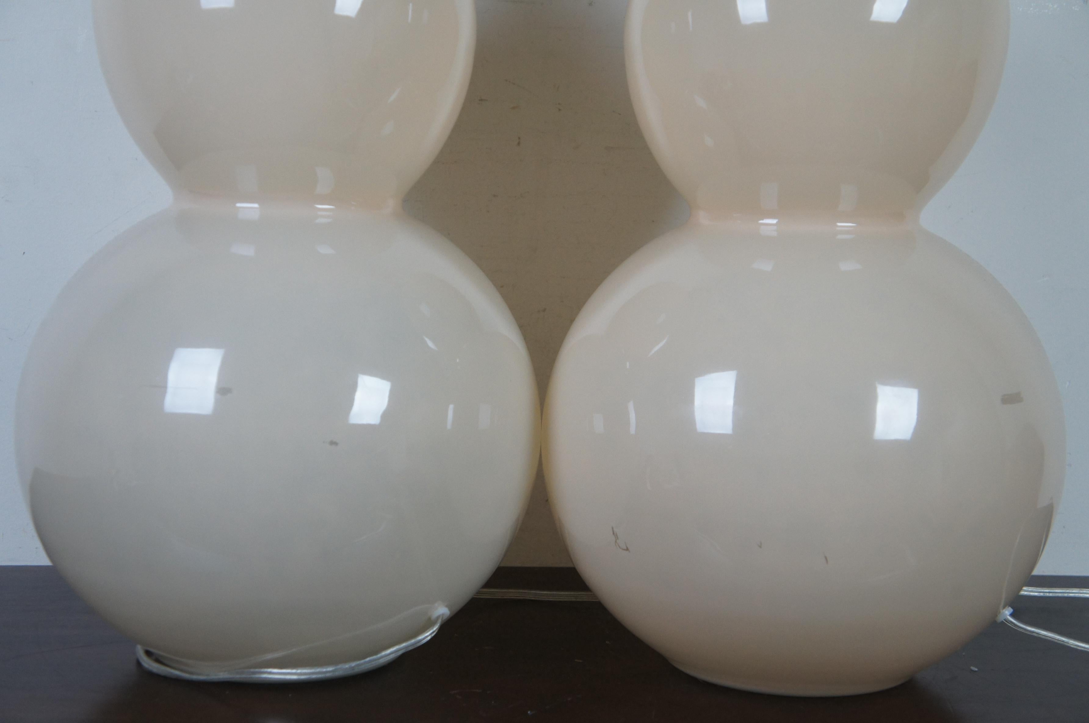 2 Ballard Designs Suzanne Kasler Celeste Double Gourd Modern Table Lamps Pair 4