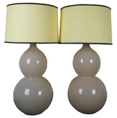 2 Ballard Designs Suzanne Kasler Celeste Double Gourd Modern Table Lamps Pair